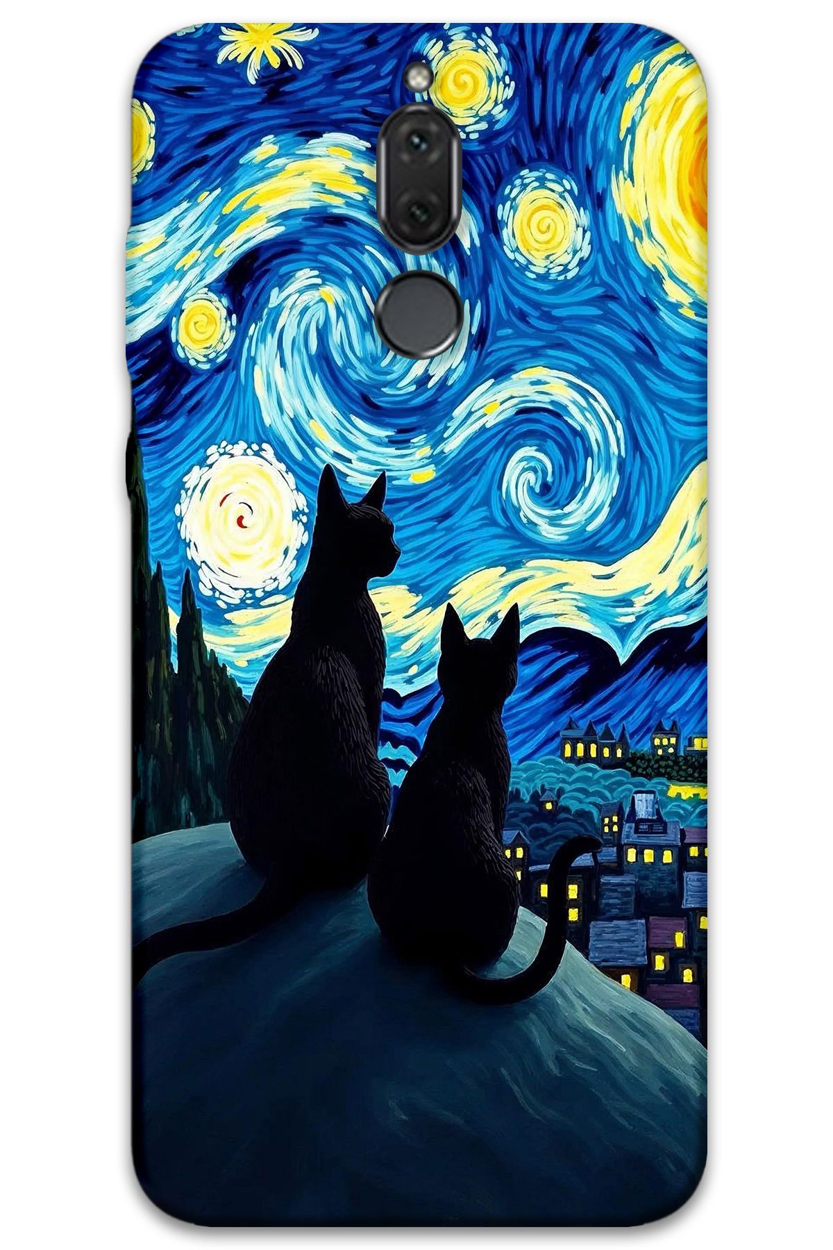 Gramaphone Huawei Mate 10 Lite Uyumlu Kedi Desenli Telefon Kılıfı + Ekran Koruyucu - 5782