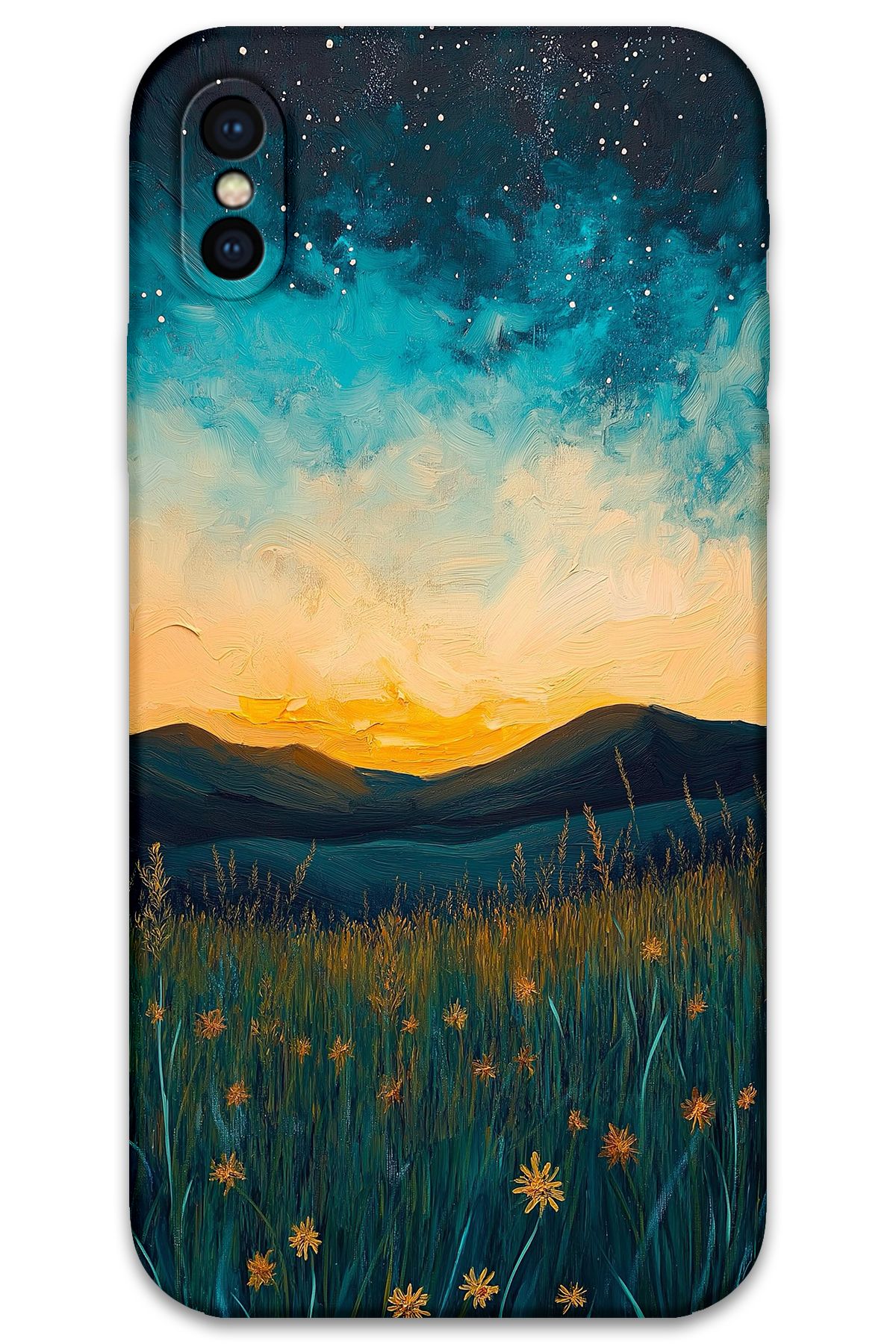 Gramaphone iPhone Xs Uyumlu Uzay Desenli Telefon Kılıfı + Ekran Koruyucu - 5871