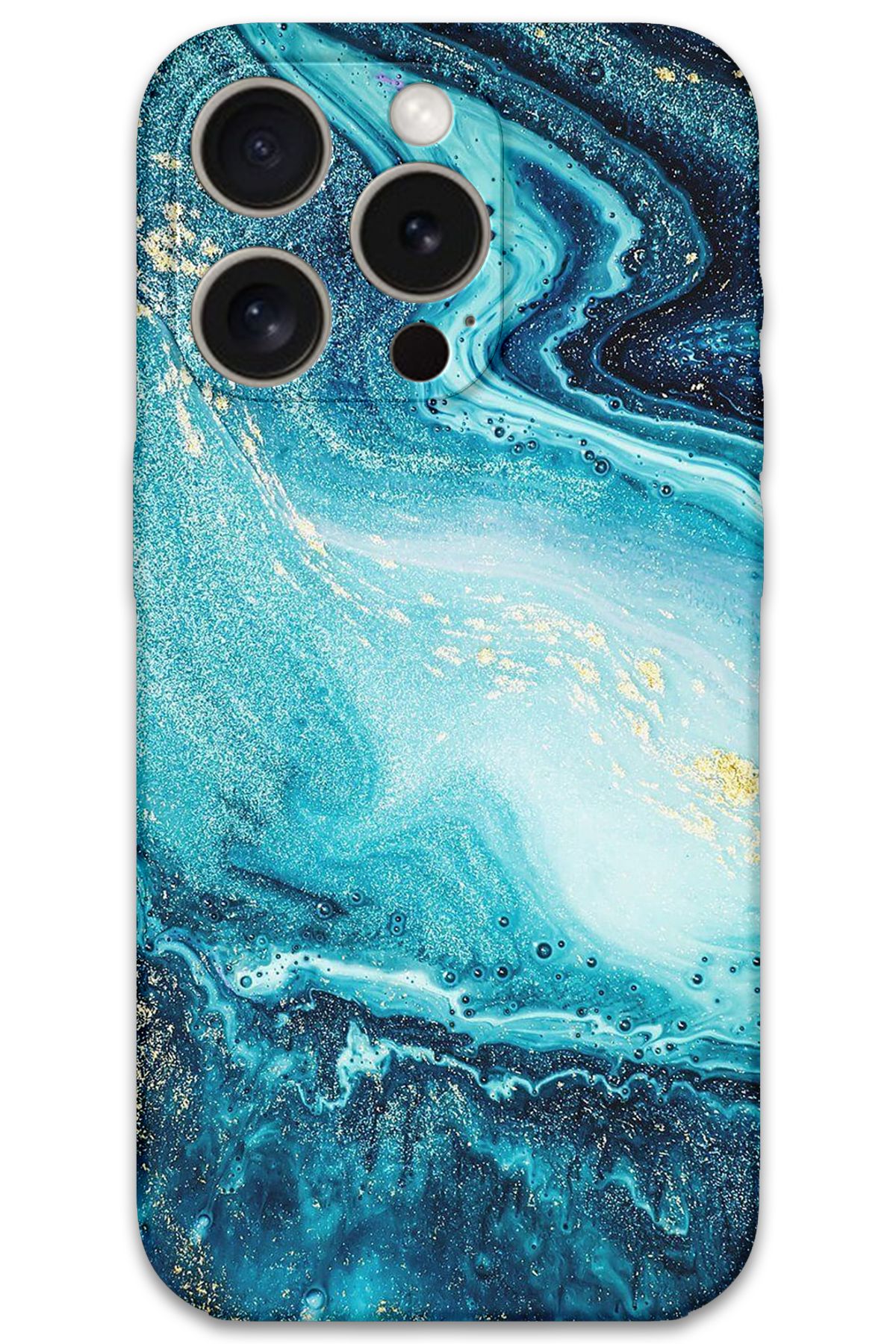 Gramaphone iPhone 15 Pro Uyumlu Mermer Desenli Telefon Kılıfı + Ekran Koruyucu - 5818