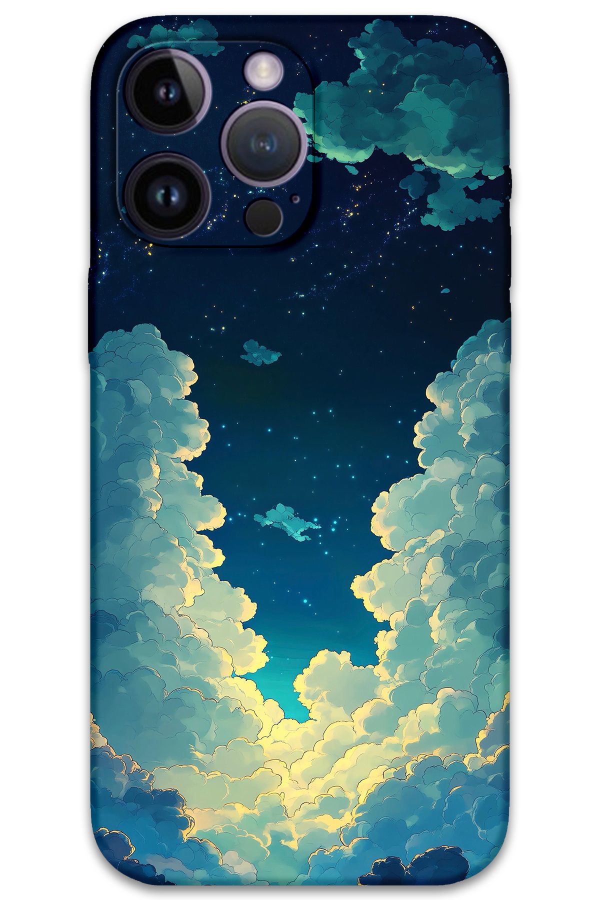 Gramaphone iPhone 14 Pro Max Uyumlu Uzay Desenli Telefon Kılıfı + Ekran Koruyucu - 5868