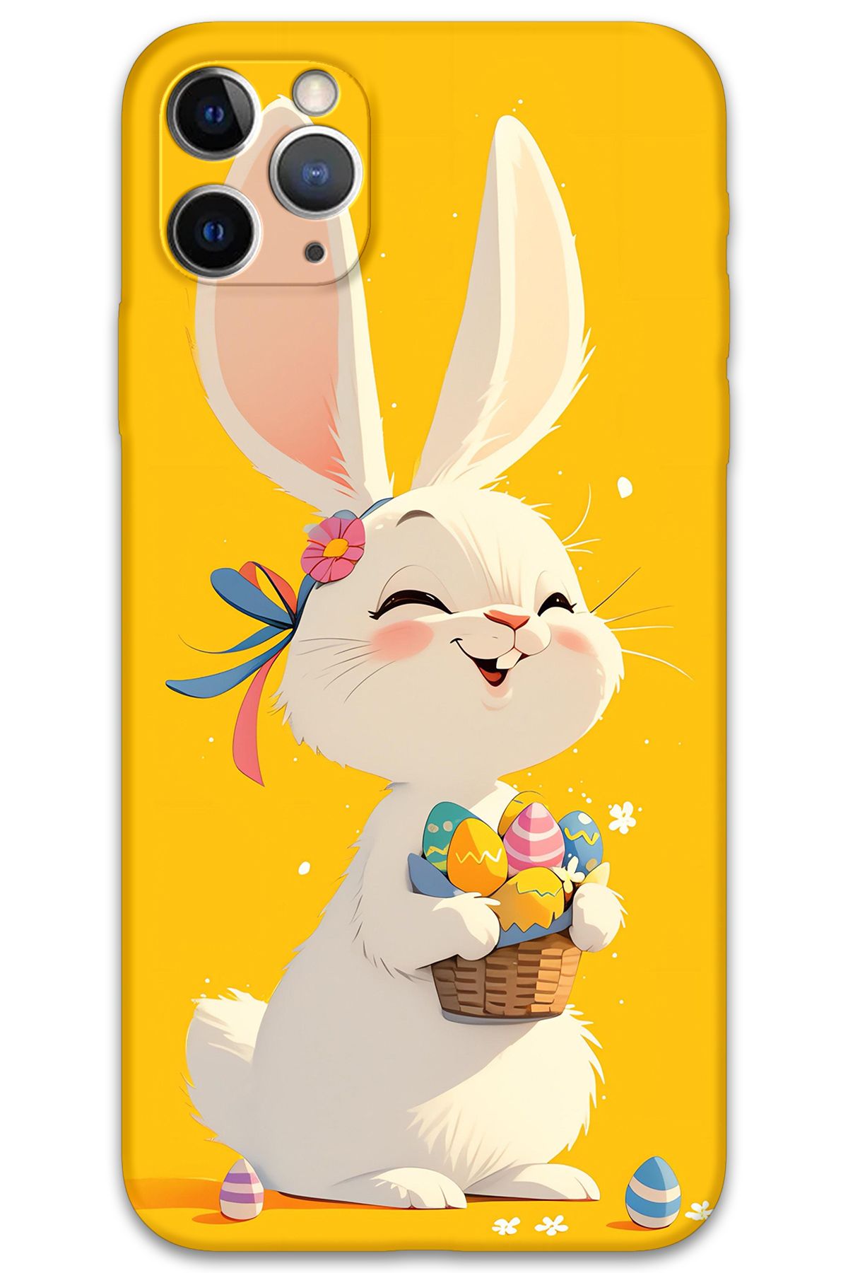 Gramaphone iPhone 11 Pro Max Uyumlu Tavşan Desenli Telefon Kılıfı + Ekran Koruyucu - 5807