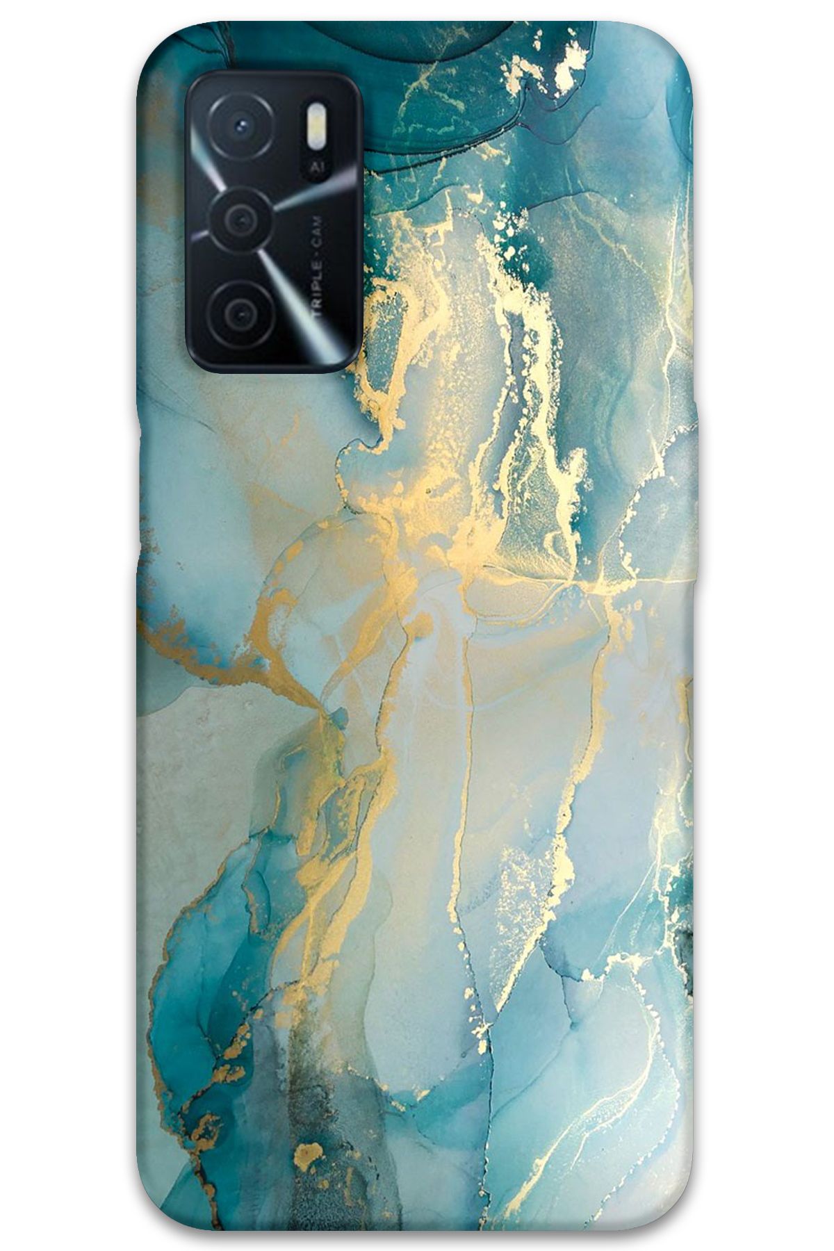 Gramaphone Oppo A16 Uyumlu Mermer Desenli Telefon Kılıfı + Ekran Koruyucu - 5814