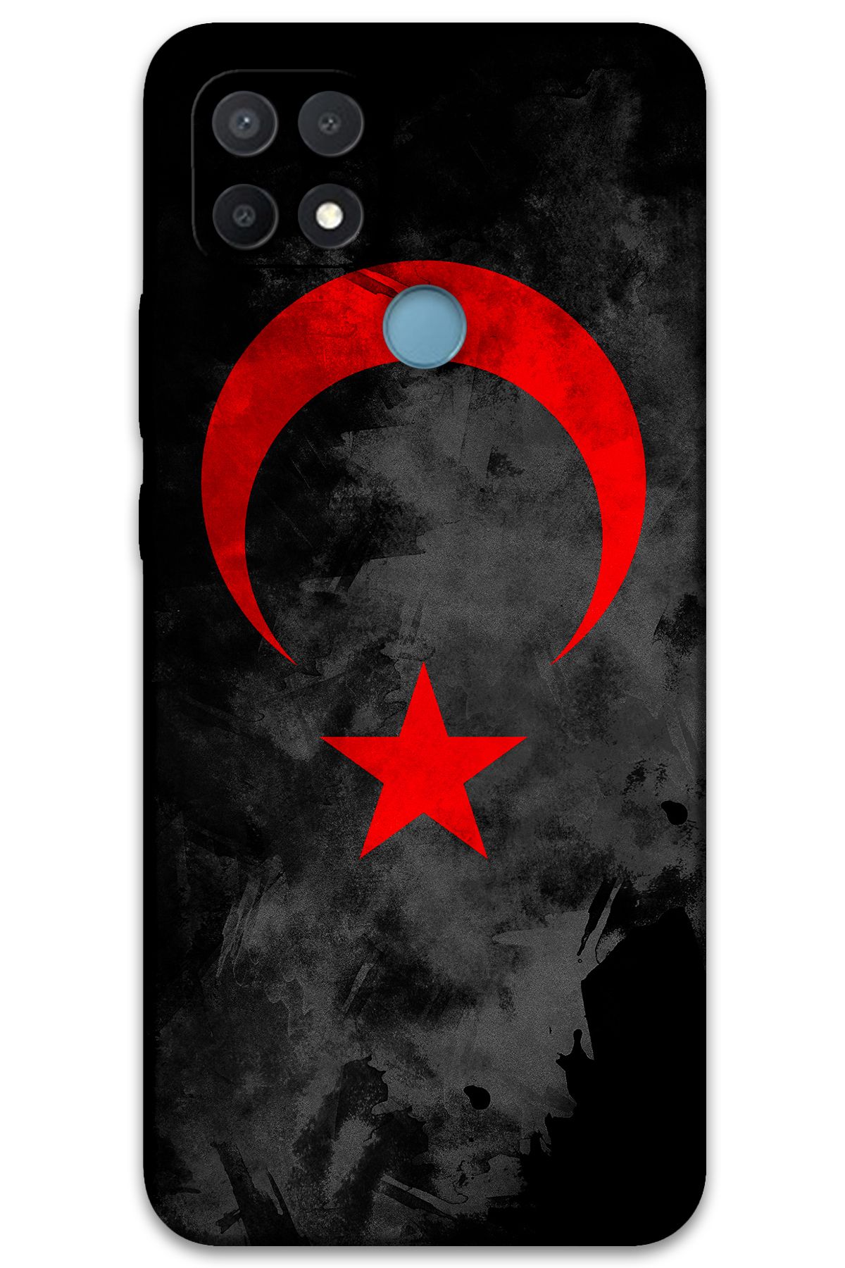 Gramaphone Oppo A15s Uyumlu Türk Bayrağı Desenli Telefon Kılıfı + Ekran Koruyucu - 5852
