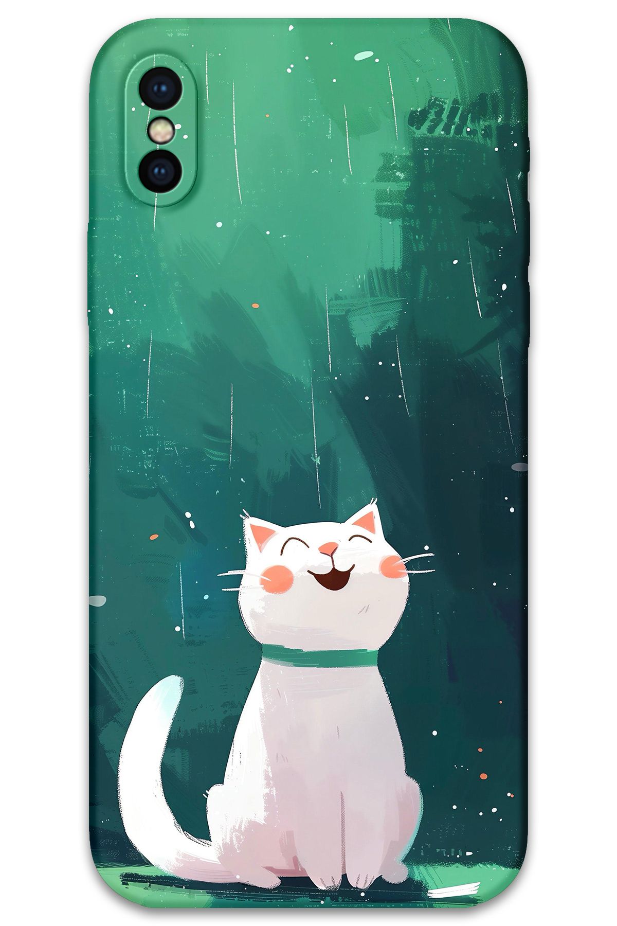 Gramaphone iPhone Xs Uyumlu Kedi Desenli Telefon Kılıfı + Ekran Koruyucu - 5781