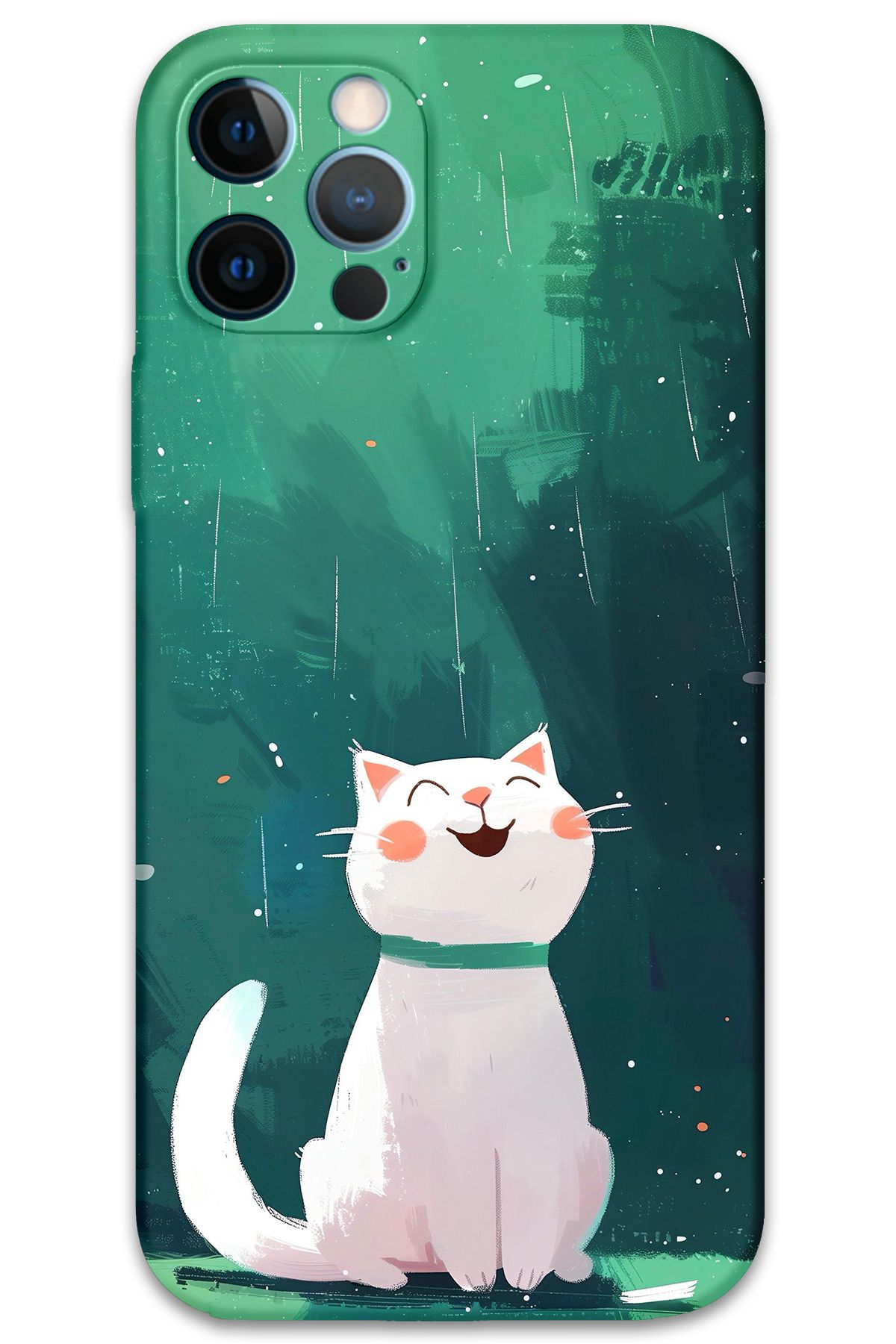 Gramaphone iPhone 12 Pro Uyumlu Kedi Desenli Telefon Kılıfı + Ekran Koruyucu - 5781