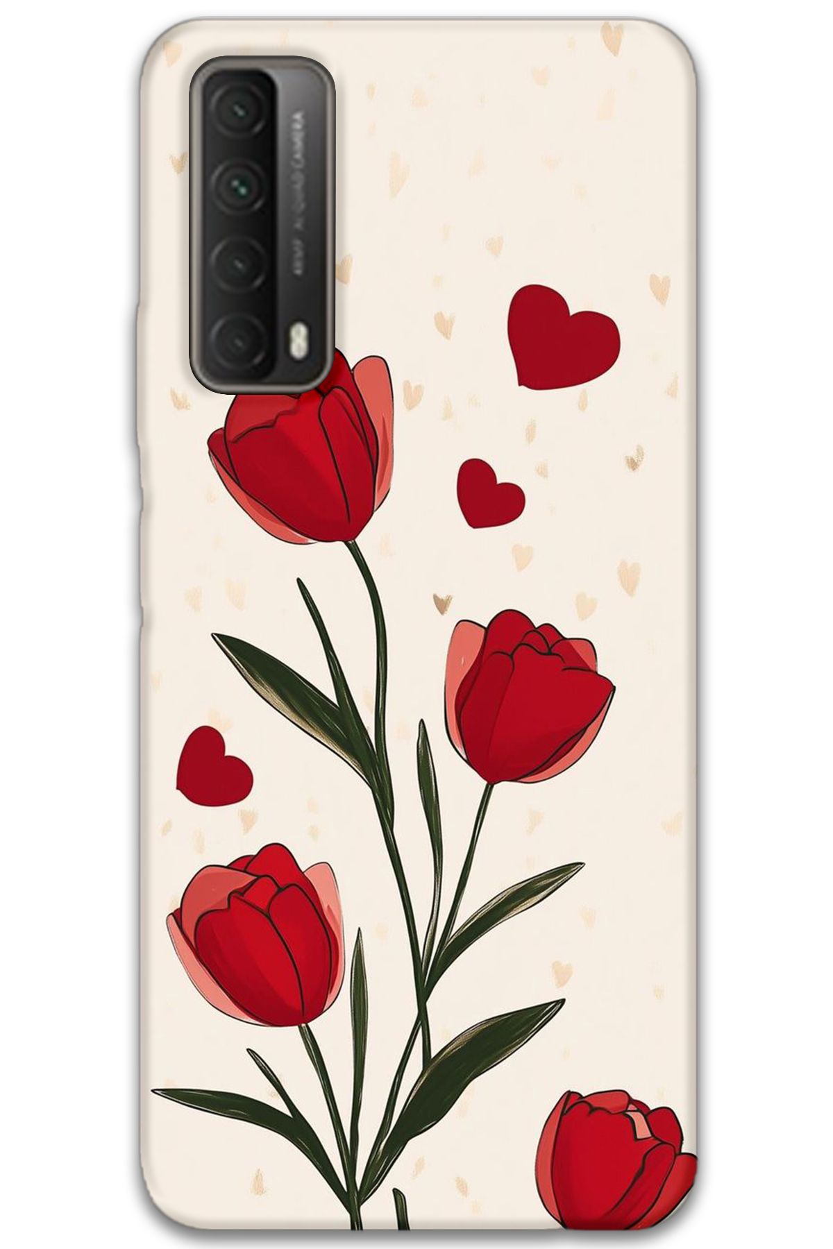 Gramaphone Huawei P Smart 2021 Uyumlu Çiçek Desenli Telefon Kılıfı + Ekran Koruyucu - 5789