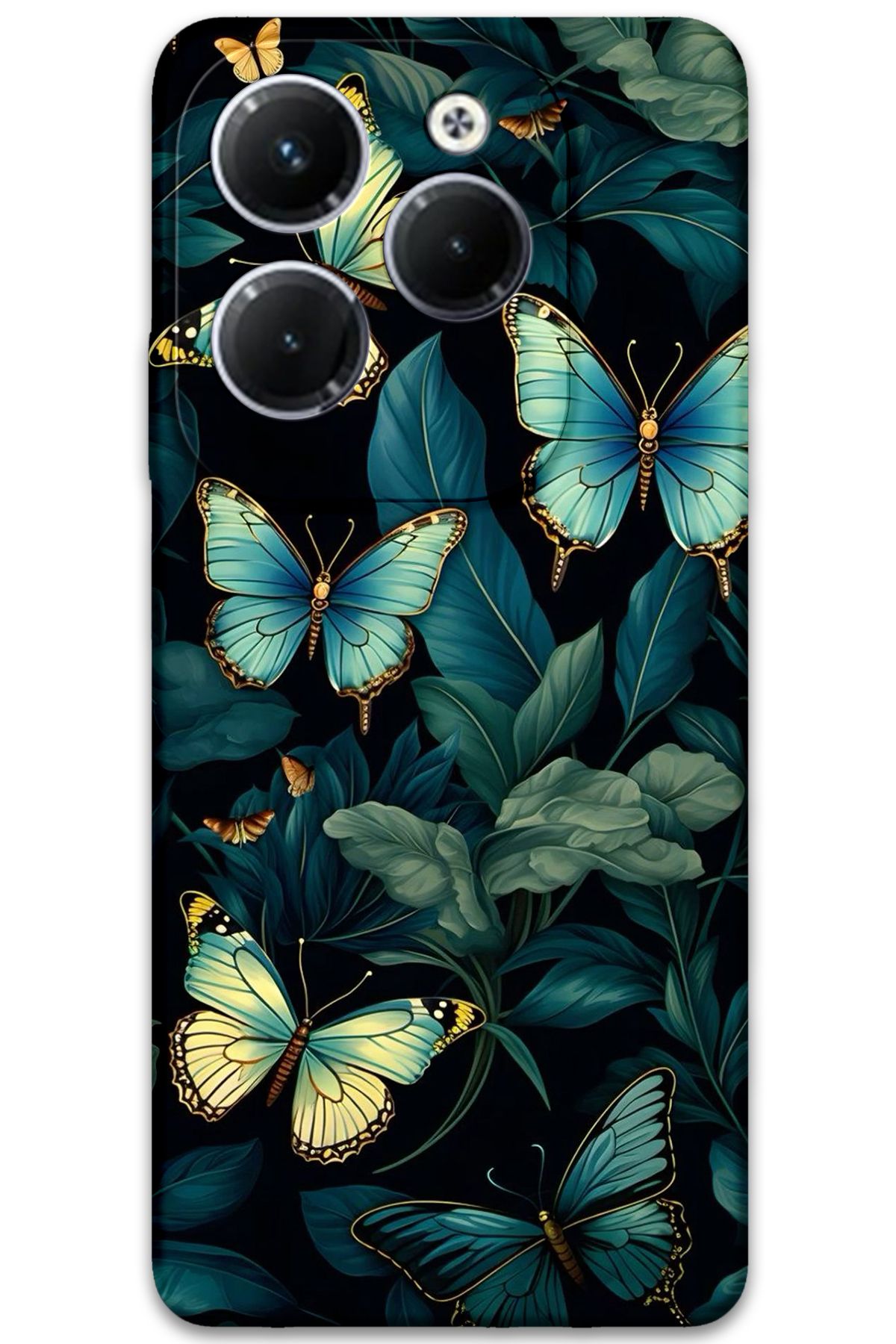 Gramaphone İnfinix Hot 40 Pro Uyumlu Kelebek Desenli Telefon Kılıfı + Ekran Koruyucu - 5791