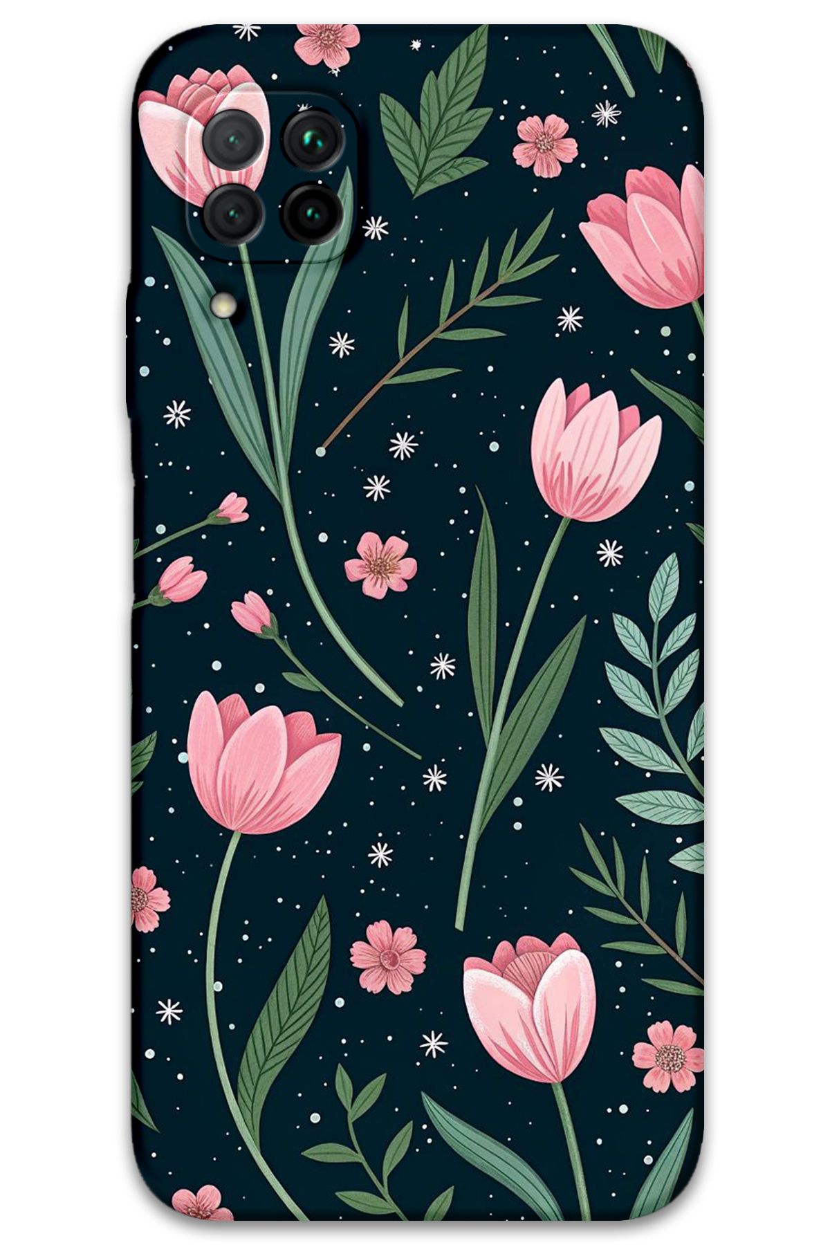 Gramaphone Huawei P40 Lite Uyumlu Çiçek Desenli Telefon Kılıfı + Ekran Koruyucu - 5788