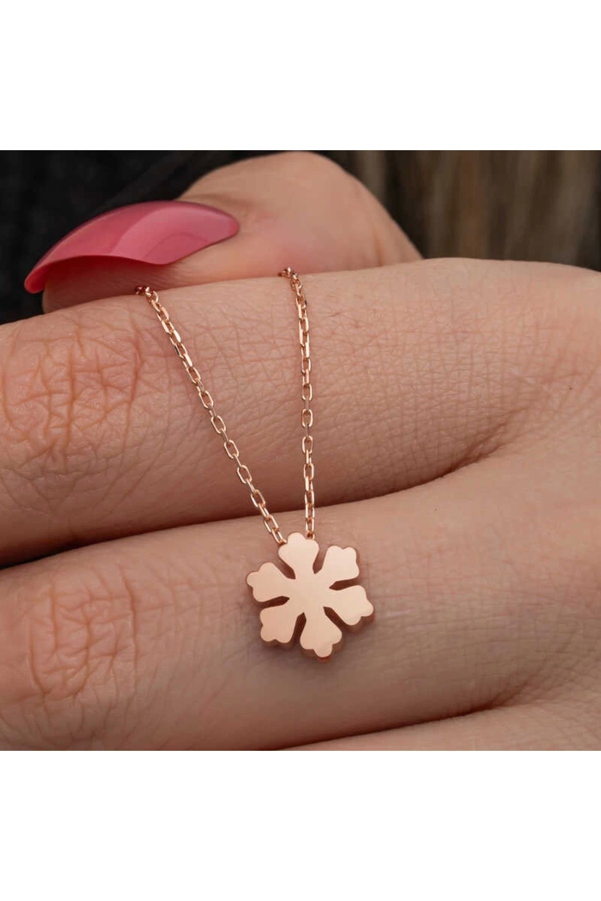 luz&pos Gümüş Rose Minimal Kar Tanesi Kadın Kolye