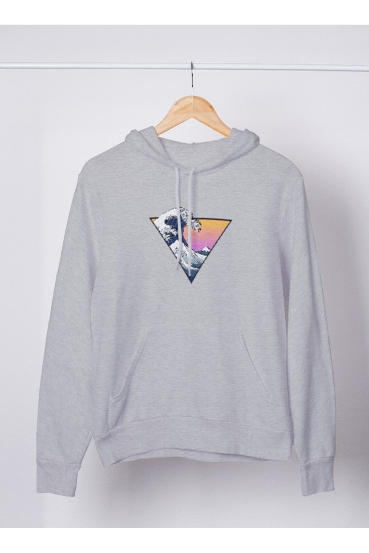 FoxSkin Sportswear&Company Unisex Dalga Baskılı 2 İplik Şardonlu Kapüşonlu Oversıze Sweatshirt Hoodie