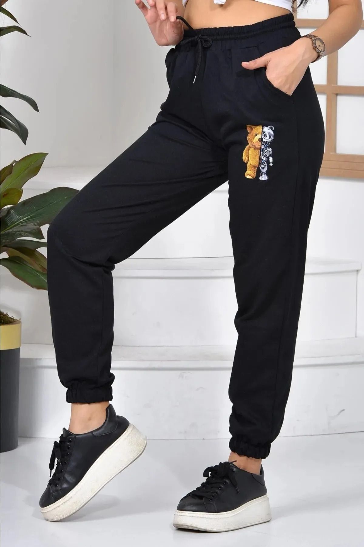 FoxSkin Sportswear&Company Unisex Robotic Ayıcık Baskılı Eşofman Altı