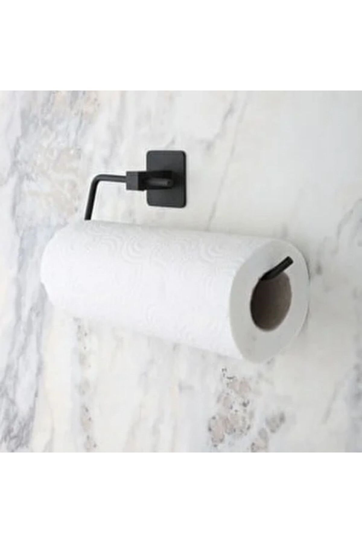 swilex Kendiliğinden Yapışkanlı Siyah Paslanmaz l Rulo Havluluk Aparat