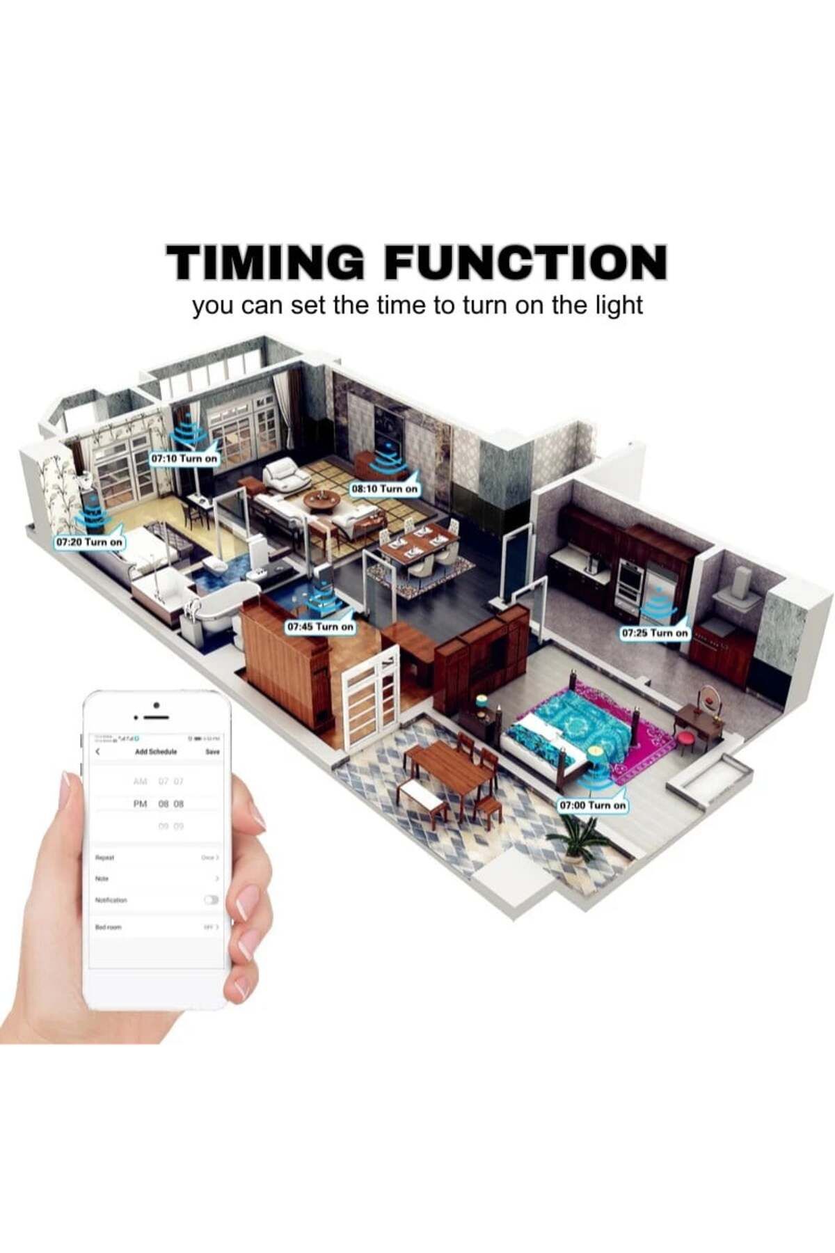 iUni-Întrerupător tactil inteligent, WiFi, Sticlă securizată, iUni 1G, 10A, Control vocal, Smart Life / Tuya, LED, Negru 6