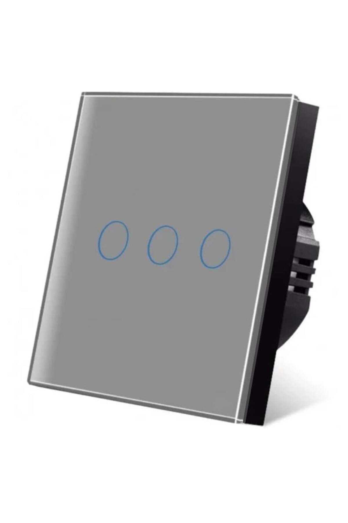 iUni Comutator Tactil Iuni 3f, Sticlă Securizată, Led, Argintiu - One Size