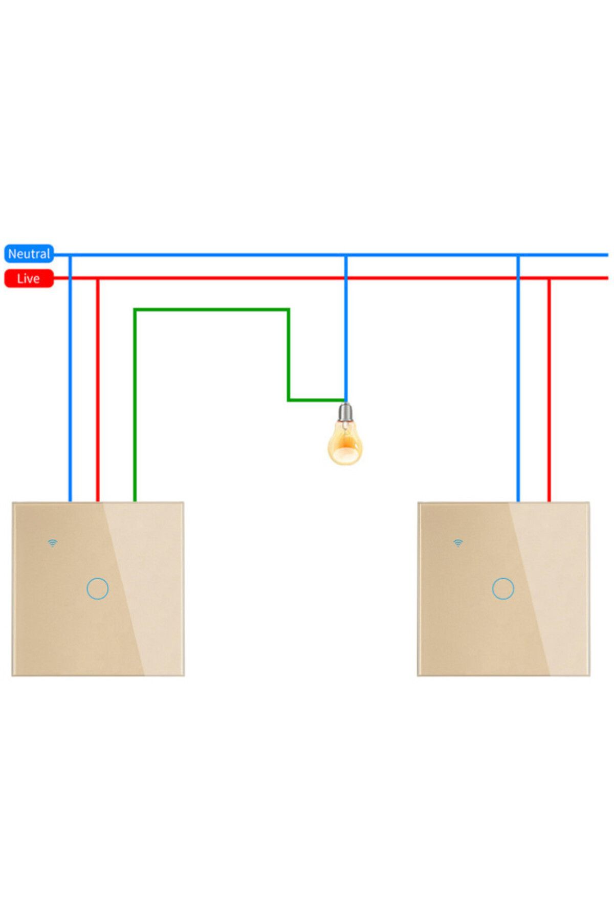 iUni-Comutator tactil inteligent pentru scară/traversa iUni 1F, Wi-Fi, sticlă securizată, LED, auriu 9