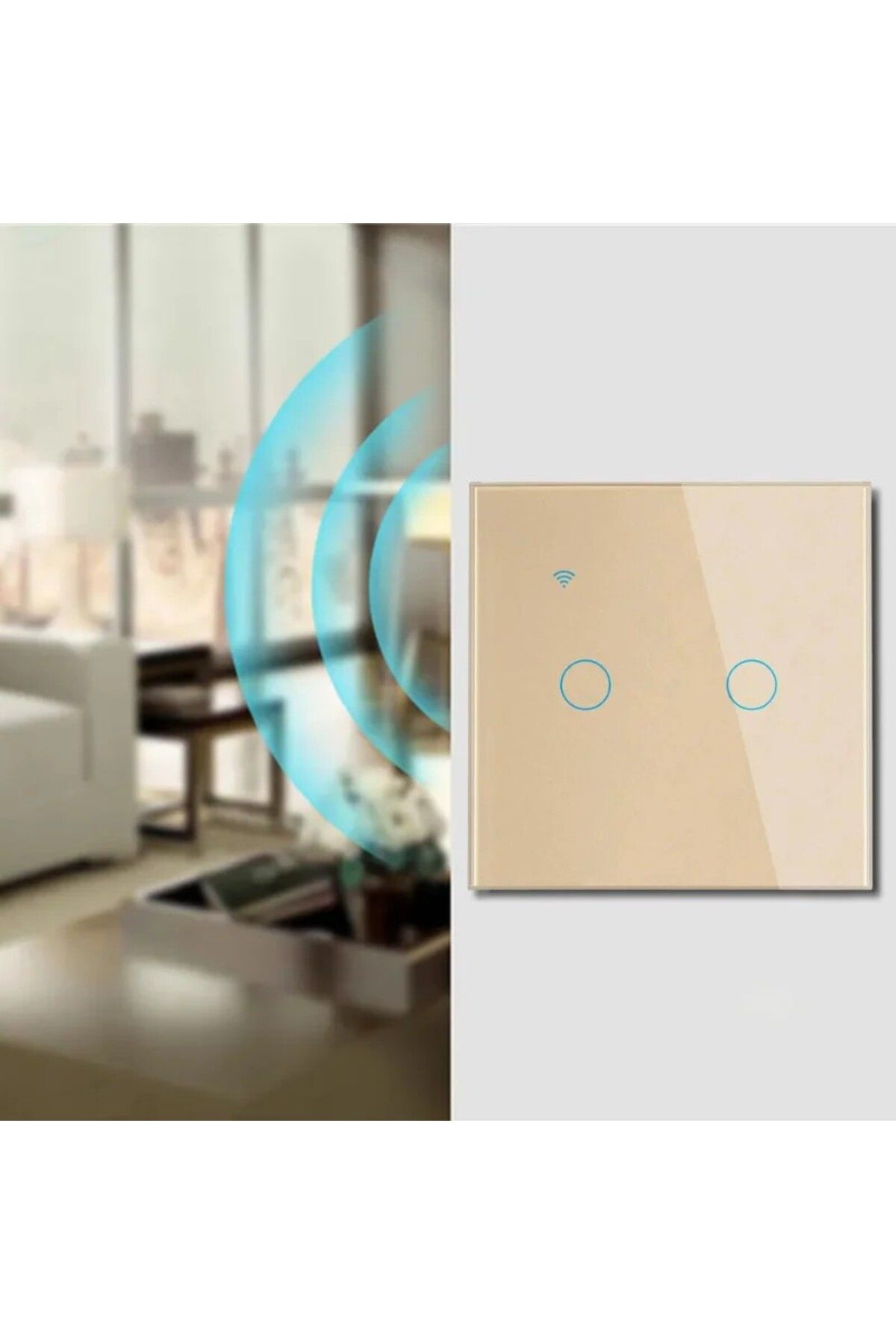 iUni-Întrerupător tactil inteligent, WiFi, Sticlă securizată, iUni 2G, 10A, Control vocal, Smart Life / Tuya, LED, Auriu 10