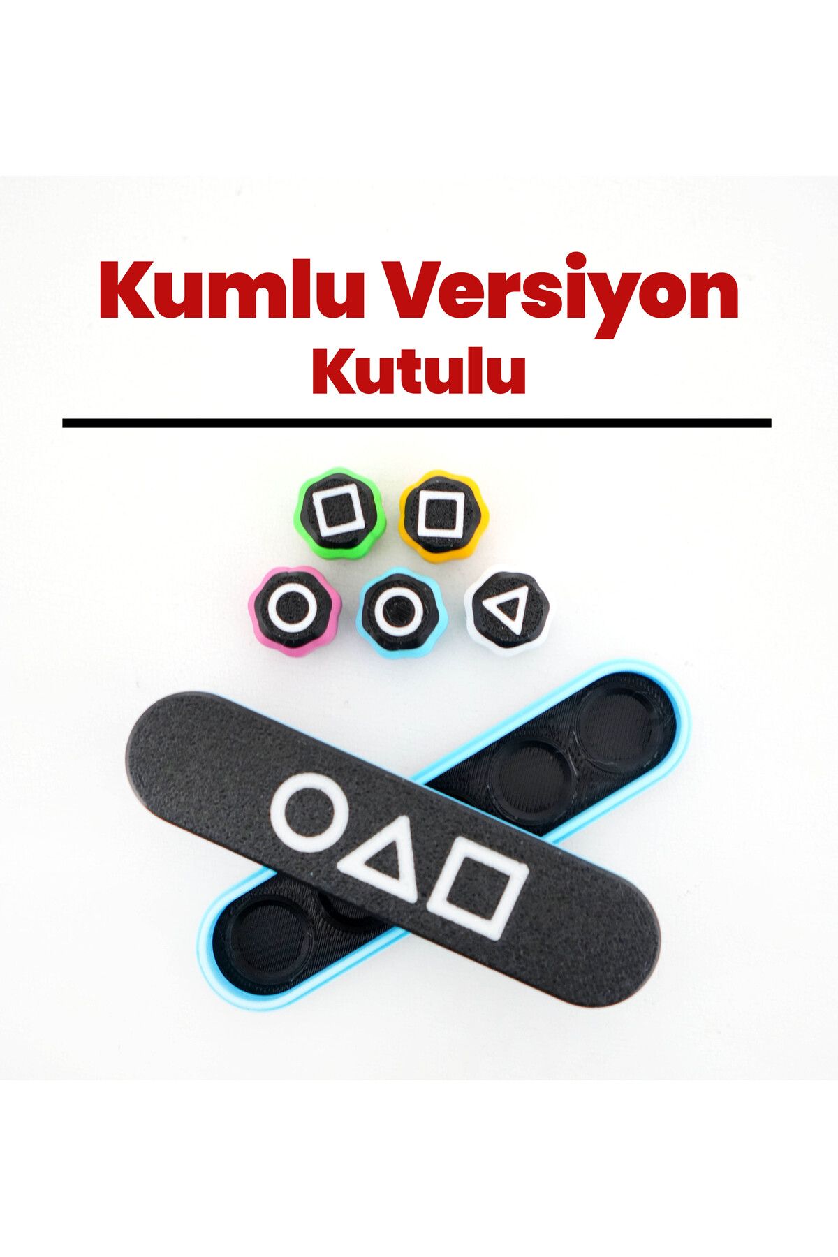SOFT Squid Game 5 Taş Oyun Seti, Renkli Taş Gonggi - Kutulu - Kumlu Versiyon