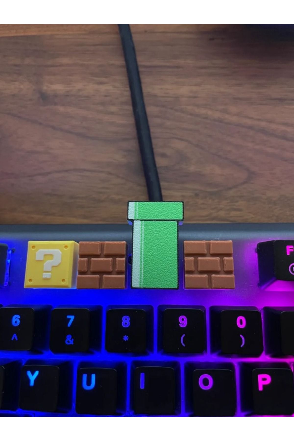 PUREYSMA Super Mario Klavye Tuş Seti (4’lü) – Soru Bloğu, Boru ve Tuğla | Mekanik Klavye Uyumlu Keycap