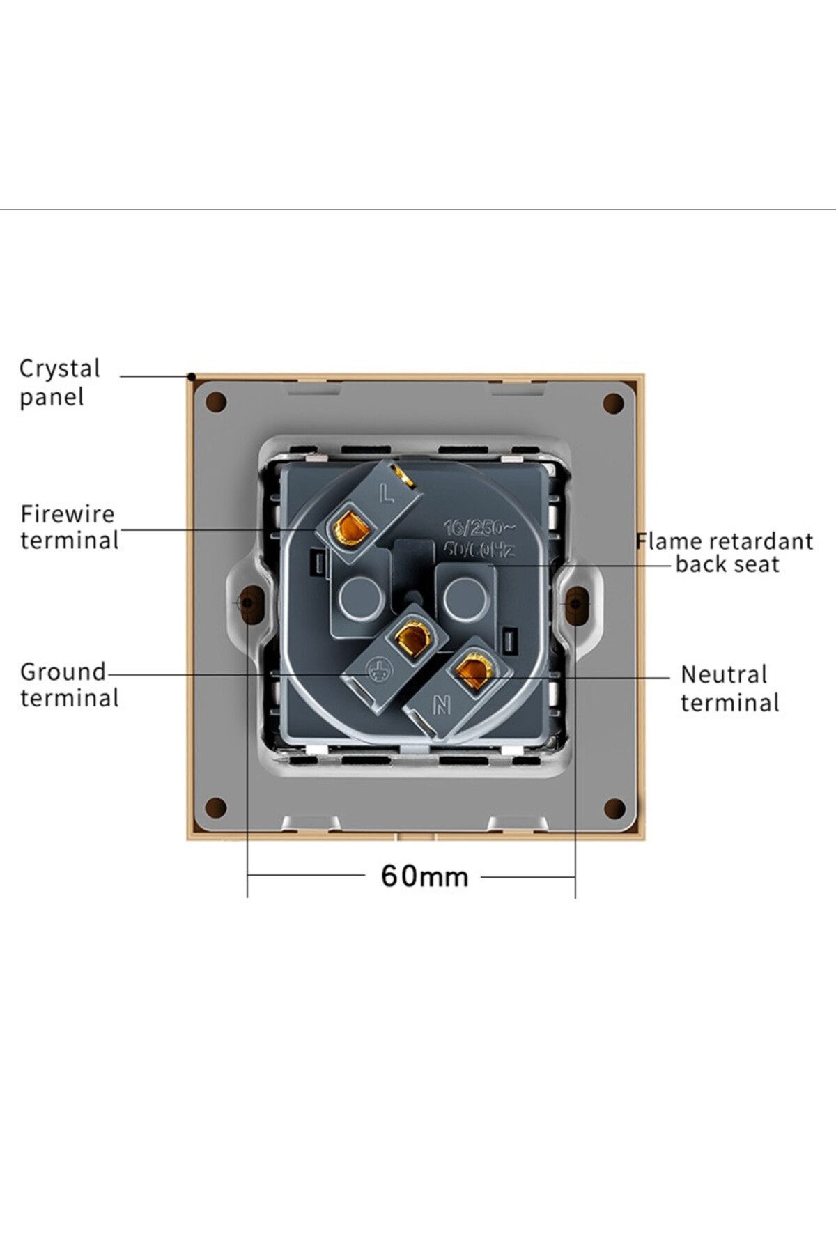 iUni-Socket with tempered glass frame iUni WS1, 16A, Gold 4