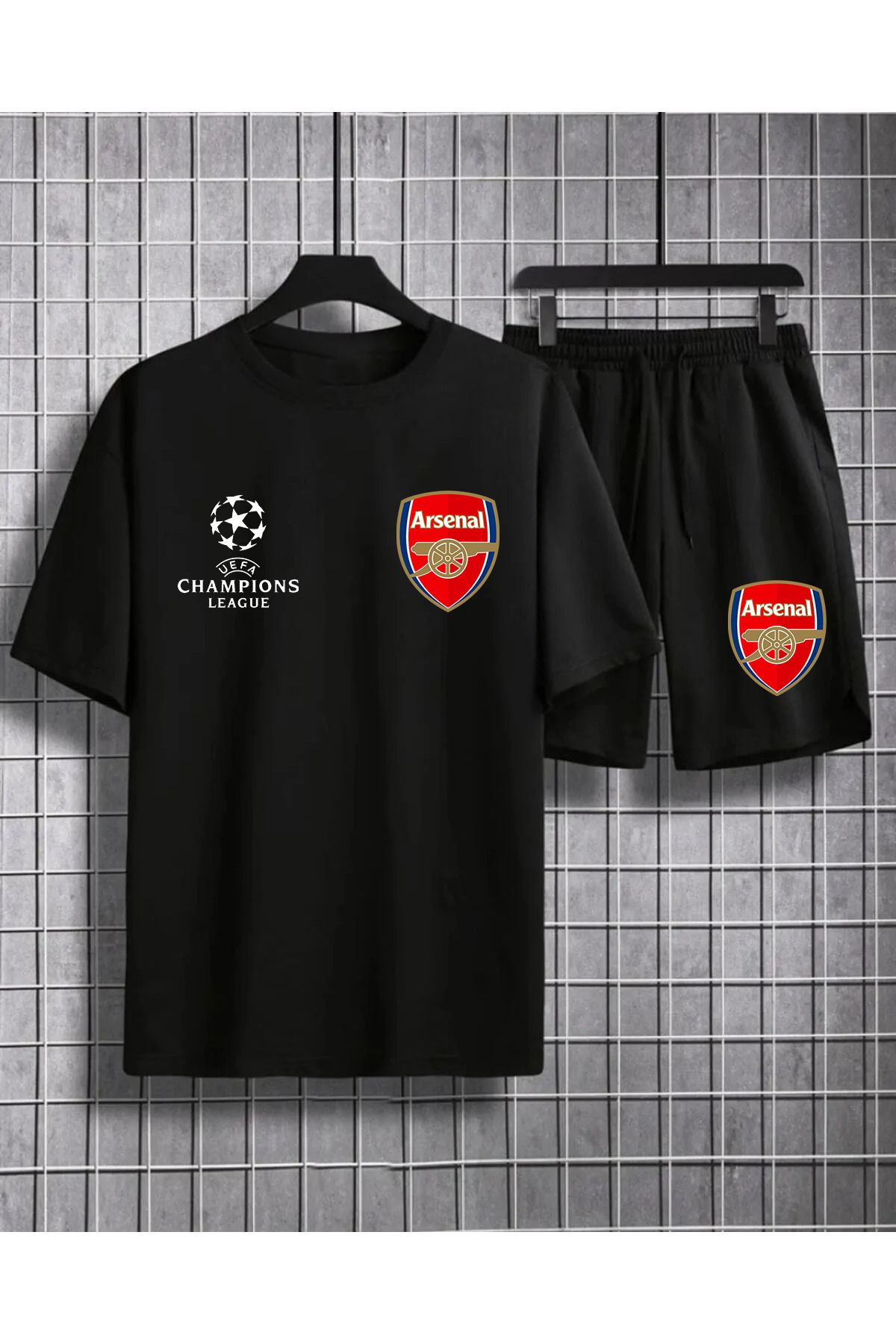 Pisa Art Arsenal Şampiyonlar Ligi Özel Tasarım Alt-Üst Şort&T-Shirt Takımı