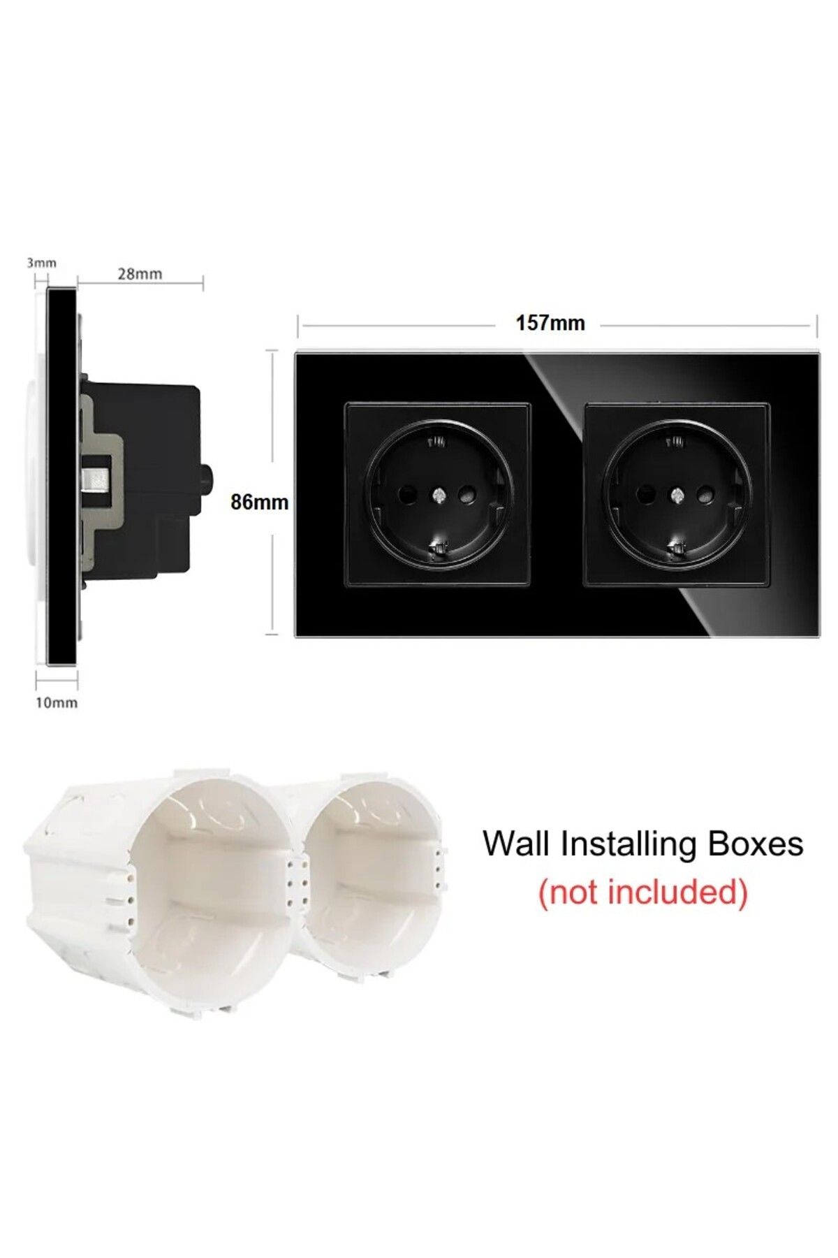 iUni-Double Socket With Tempered Glass Frame Ws2, 16a, Black 9