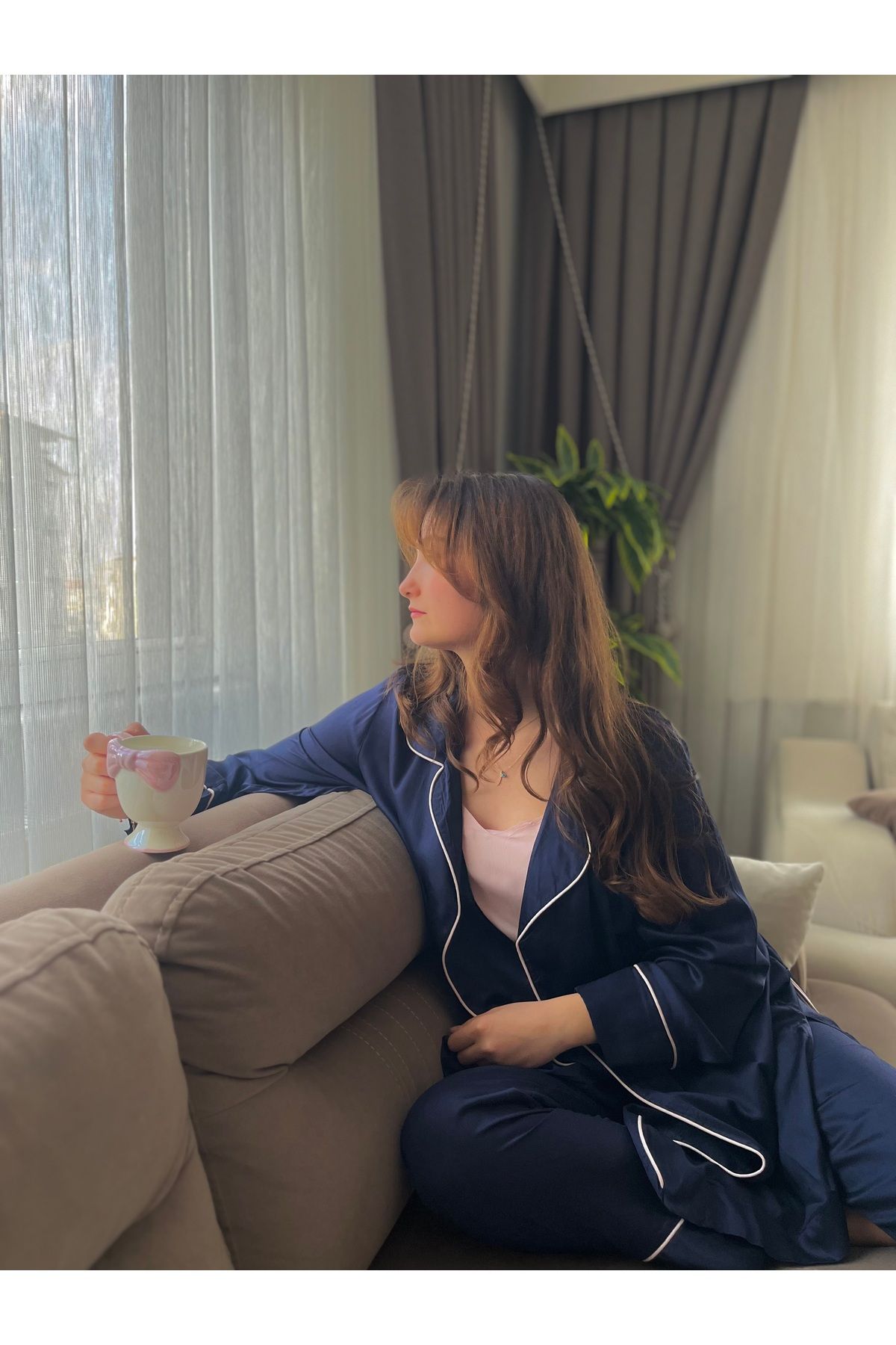 Pamukdan Sabalıhlı pijama takımı