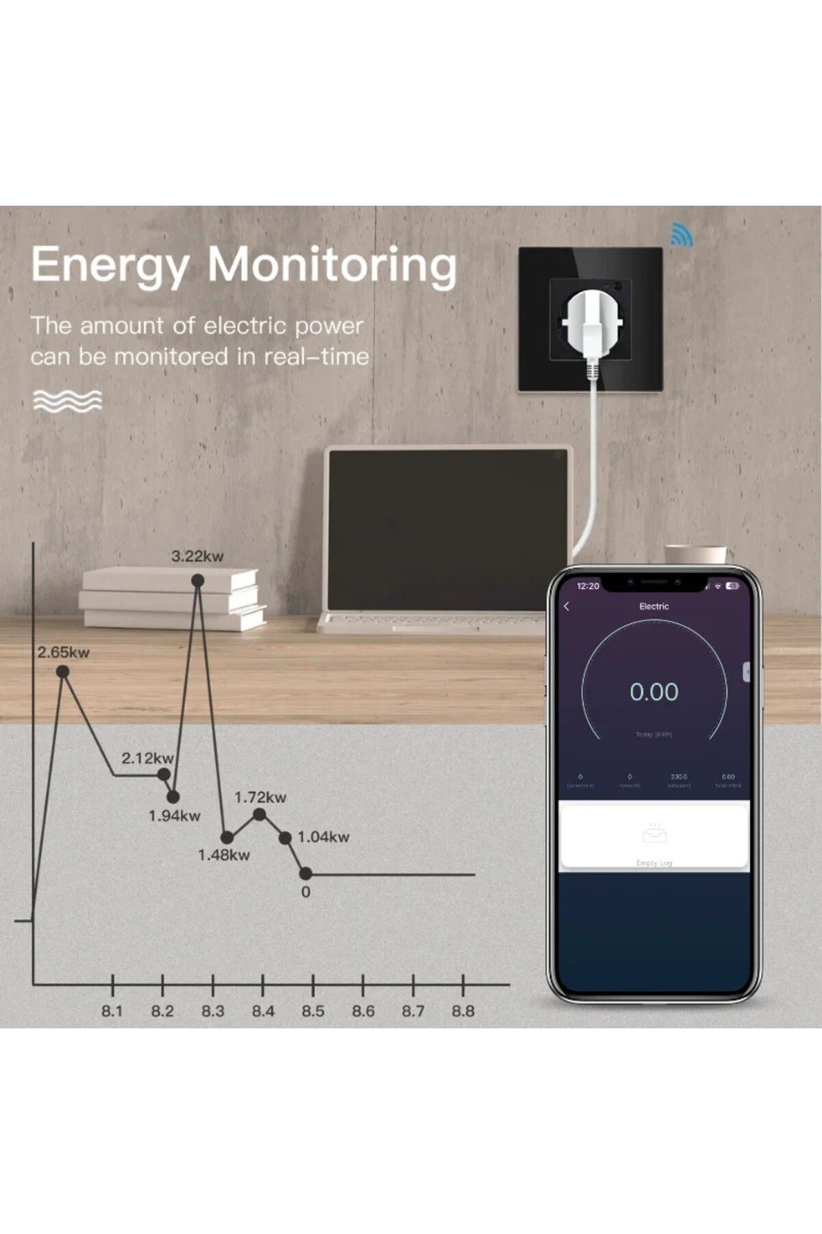 iUni-Smart Socket iUni SS1, WiFi, 16A, Smart Life / Tuya APP, Alexa/Google Assistant Compatible, Black 4