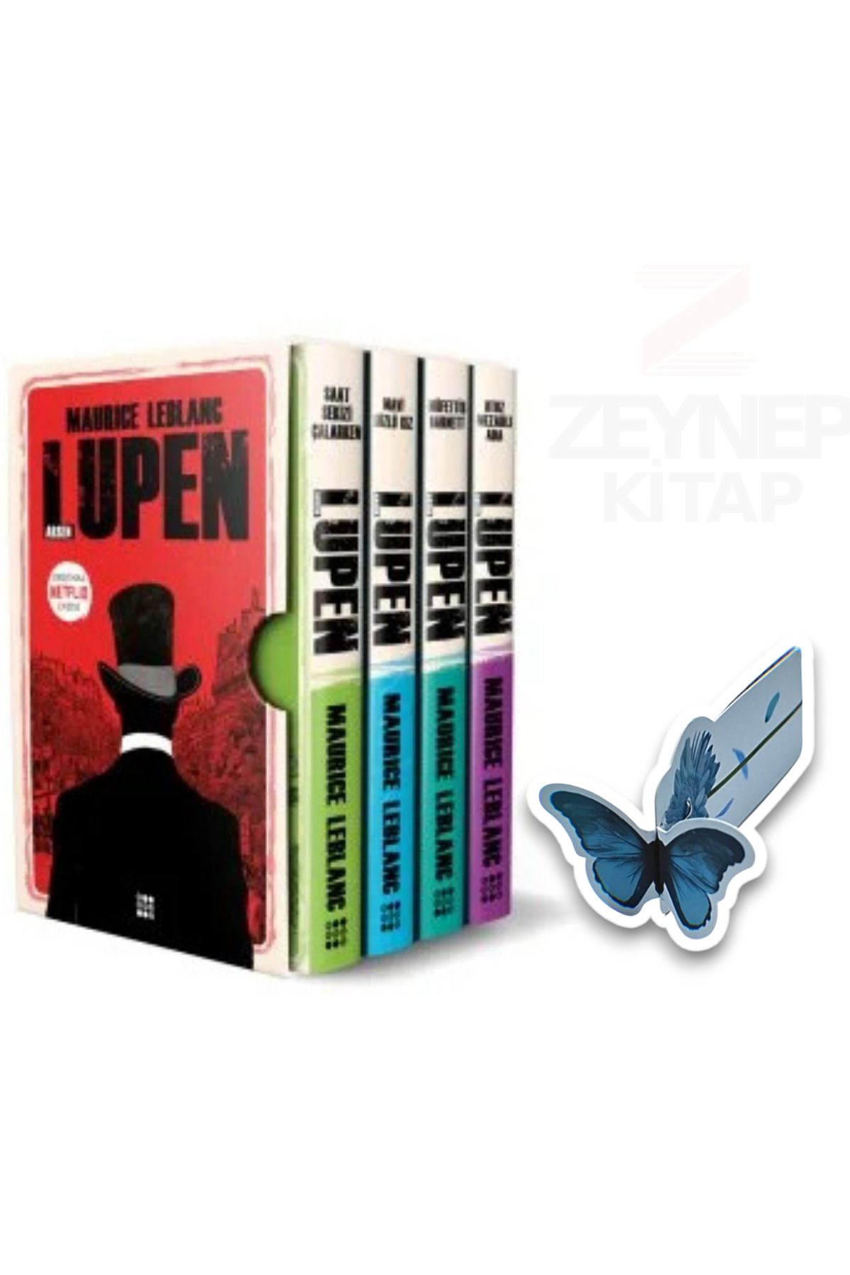 Dokuz Yayınları Arsen Lüpen Mavi Set 4 Kitap(Özel Tasarım Hareketli Kelebek Ayraç Hediye)