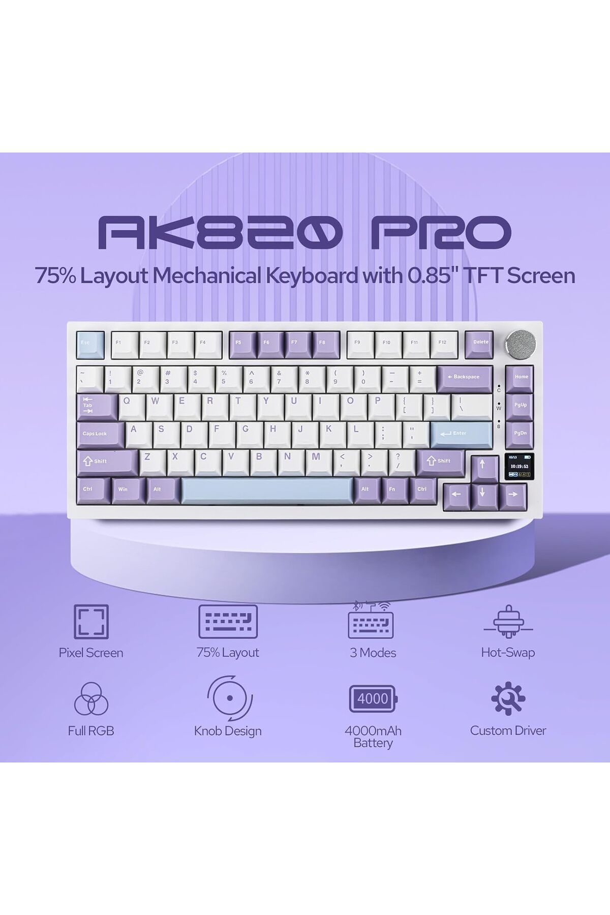 Epomaker-Ajazz AK820 Pro Mechanical Keyboard with USB-C Bluetooth Wireless RGB 3