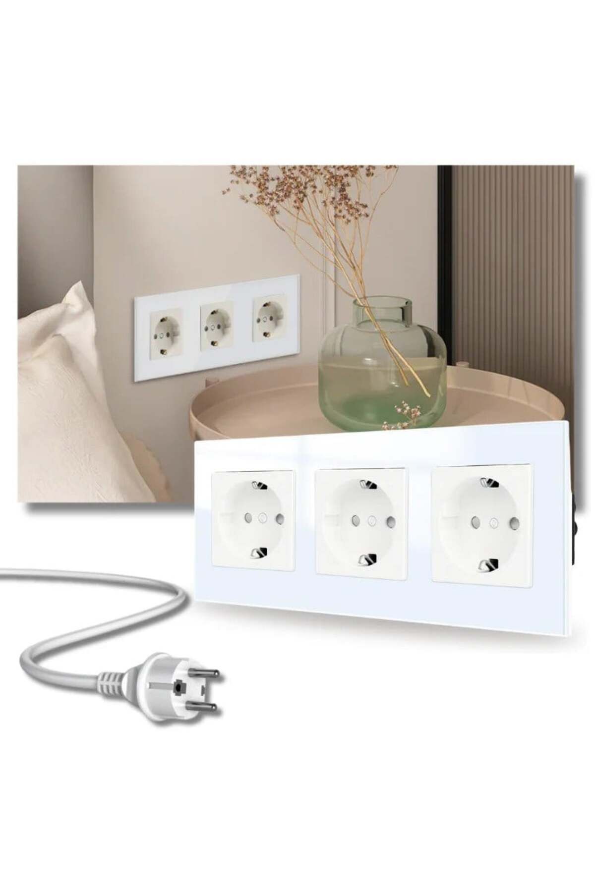iUni-Triple Socket With Tempered Glass Frame Ws3, 16a 2