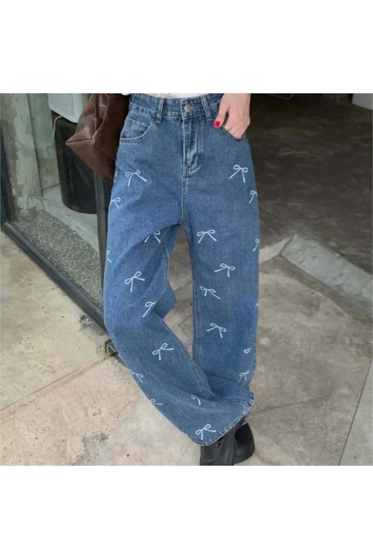 BALİNA Mavi Jean Fiyonk Collage Baggy Kot Pantolon THE SOLO