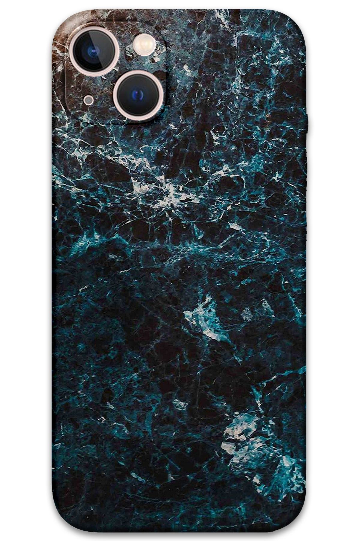 Gramaphone iPhone 15 Uyumlu Mermer Desenli Telefon Kılıfı + Ekran Koruyucu - 5819