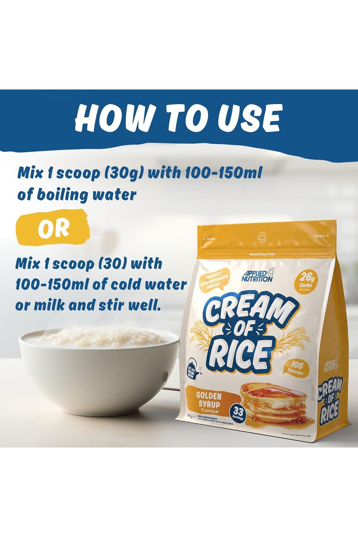 applied nutrition-Cream Of Rice, Golden Syrup, 1 Kg | High Carbohydrate | Source Of Energy For Breakfast & Snacks 4