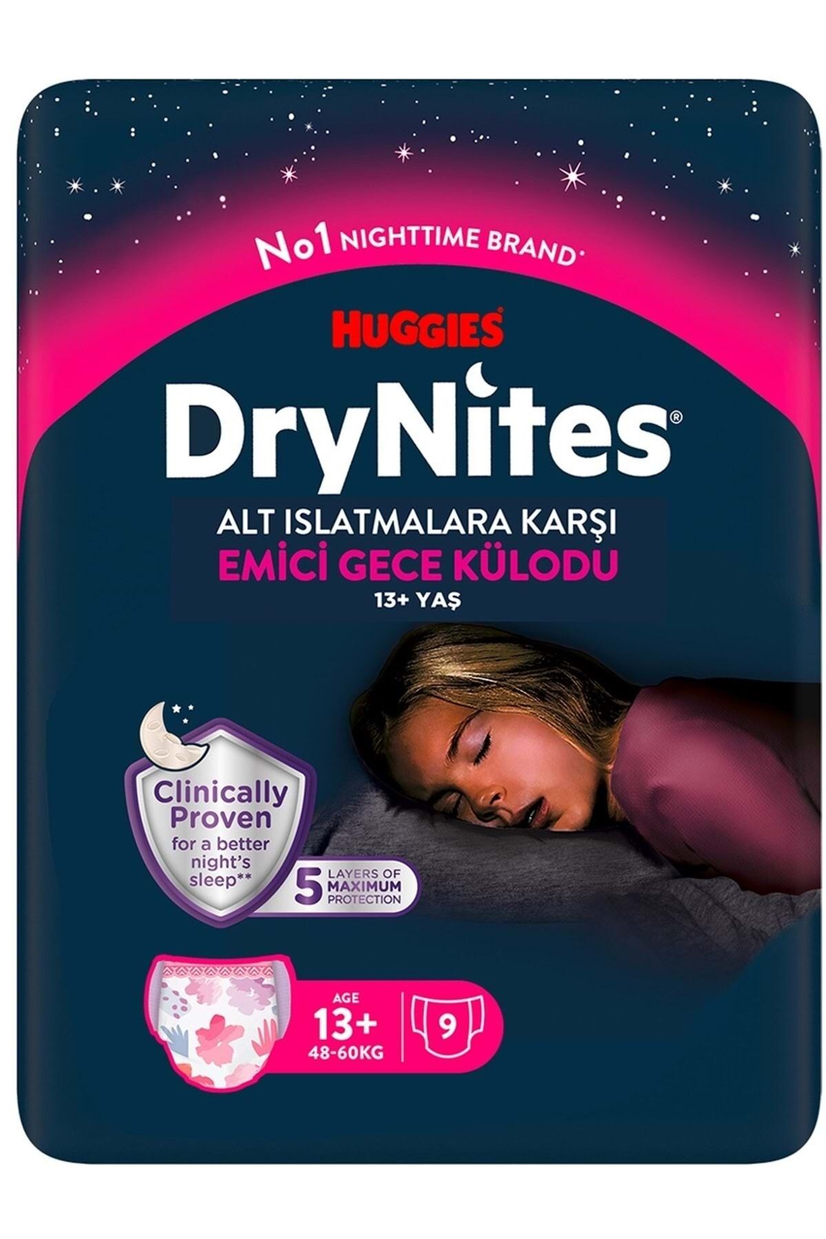 DryNites Huggies Drynites Kız Emici Gece Külodu 13+ Yaş 48-60 Kg 6 Paket(54 Adet) fotoğrafı 2 (önizleme)