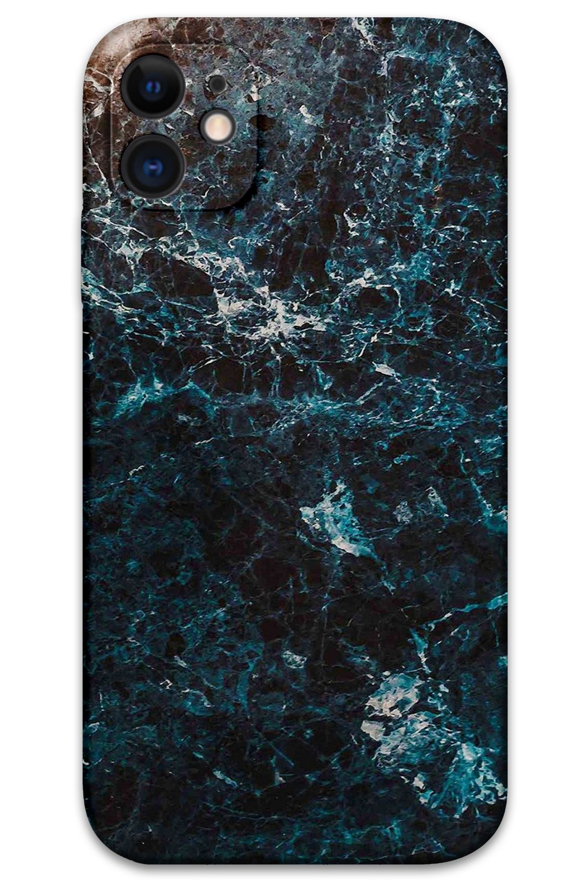 Gramaphone iPhone 12 Uyumlu Mermer Desenli Telefon Kılıfı + Ekran Koruyucu - 5819