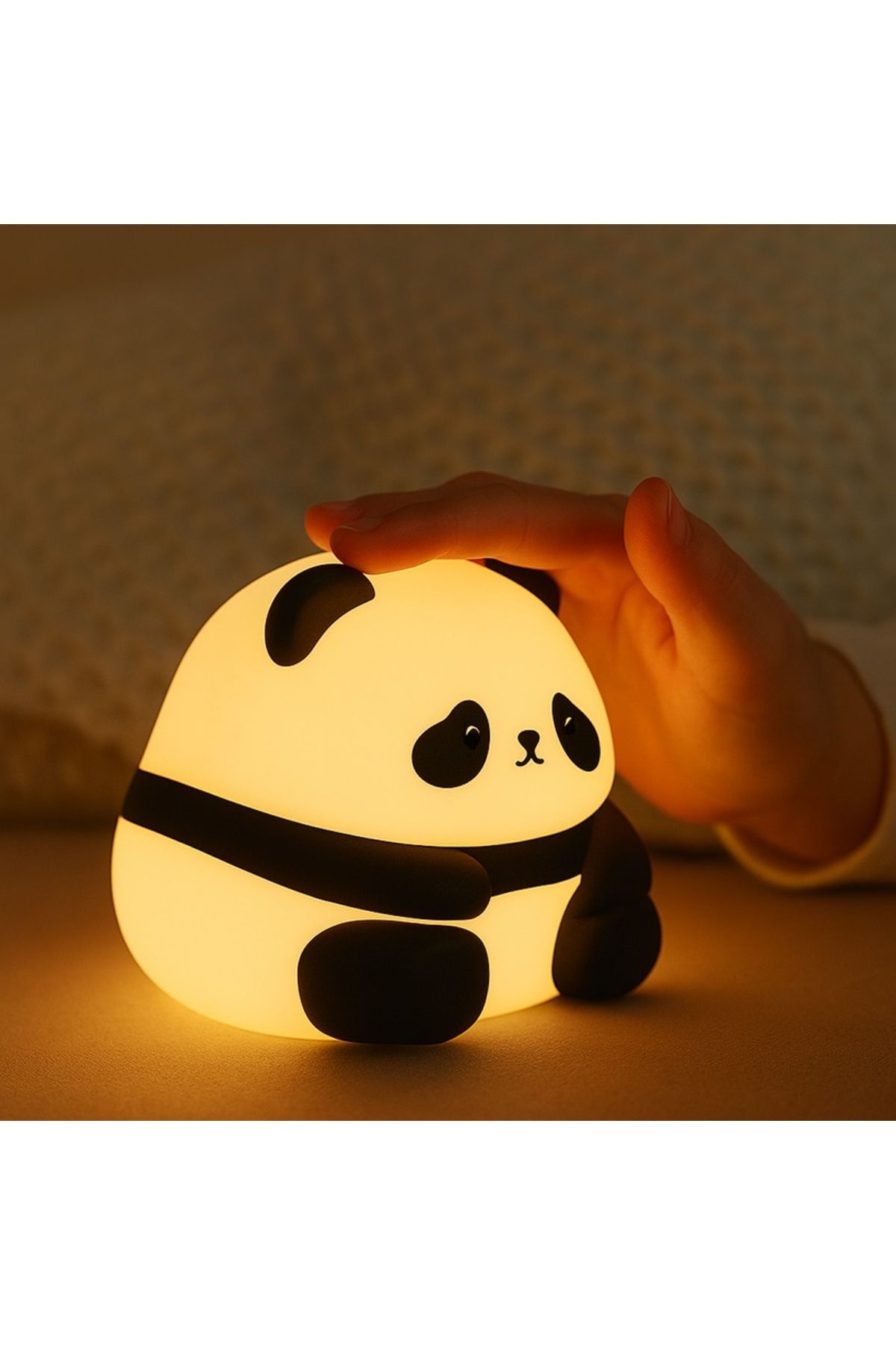 keyfisepet en keyifli sepet RGB Işıklı Dokunmatik Panda Gece Lambası Silikon Yumuşak Malzeme, Renk Değiştiren Çocuk Odası Işığı