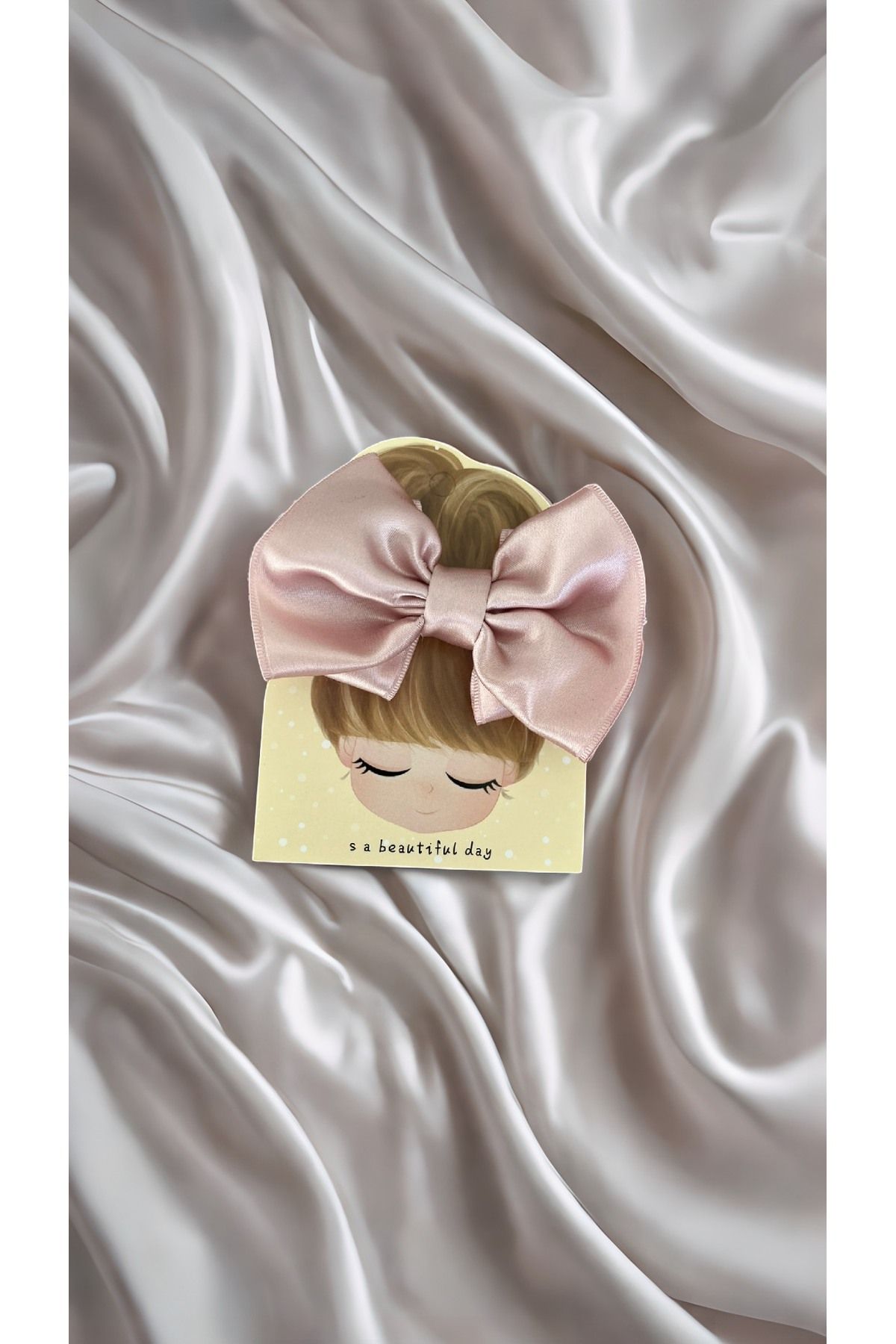 VokaAccessories Pembe atlas kurdeleli saç tokası- prencesler için şık aksesuari