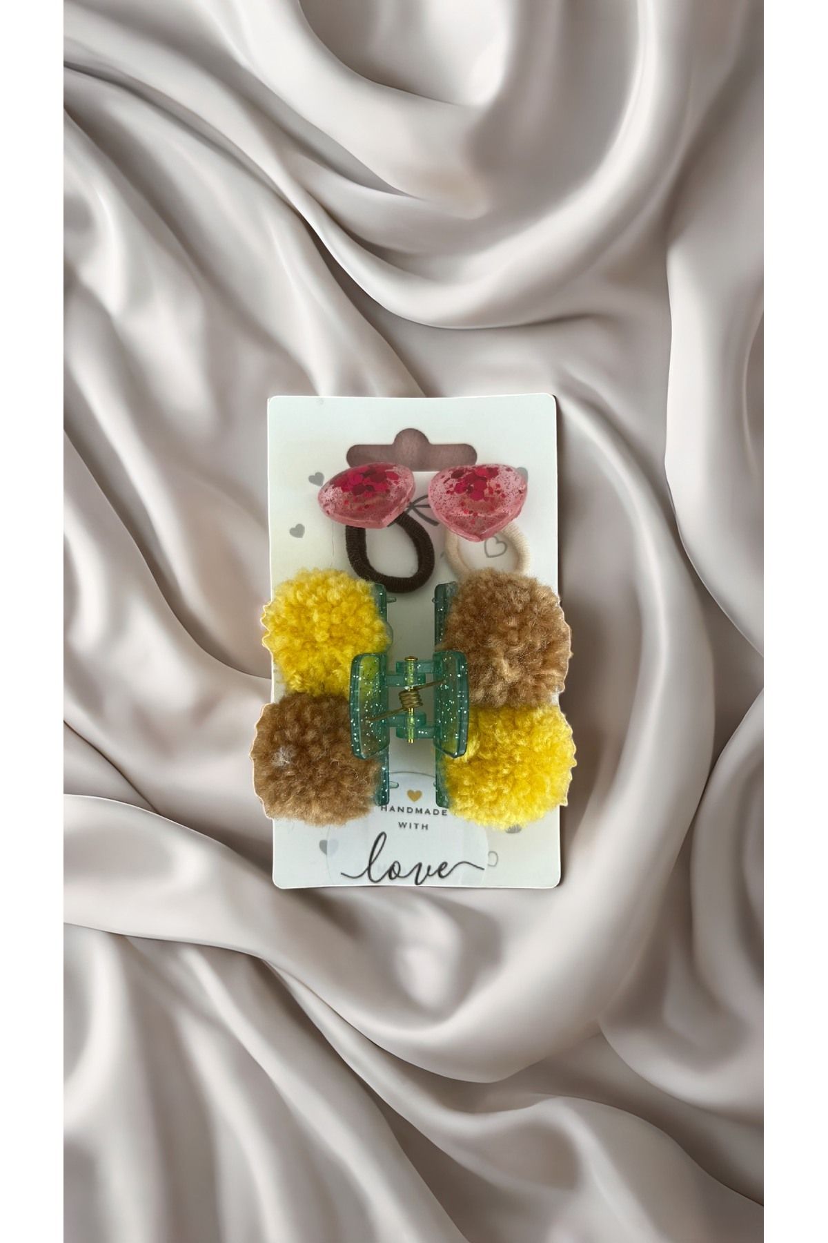 VokaAccessories Sevimli ponponlu mandala-Kucuk kızlar için sirin saç tokası 5*4cm
