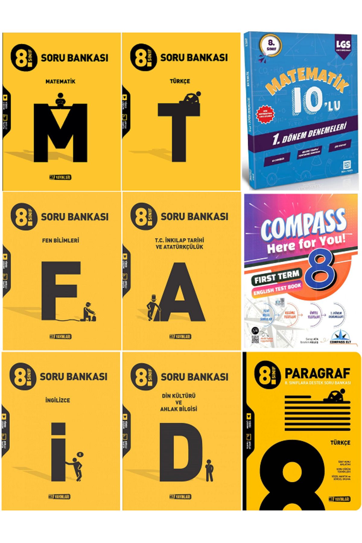 Efsane Yayınları 8.Sınıf Hız Matematik + Türkçe Soru Bankaları / Matematik + İngilizce Test Book HEDİYE - 9 KİTAP