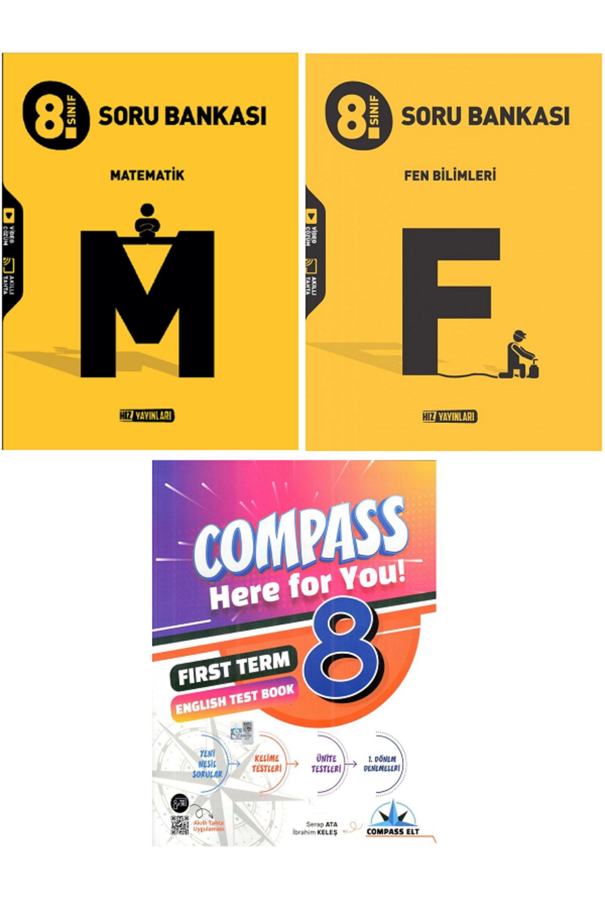 Efsane Yayınları 8.Sınıf Hız Matematik + Fen Bilimleri Soru Bankası / Compass İngilizce Test Book HEDİYE - 3 KİTAP