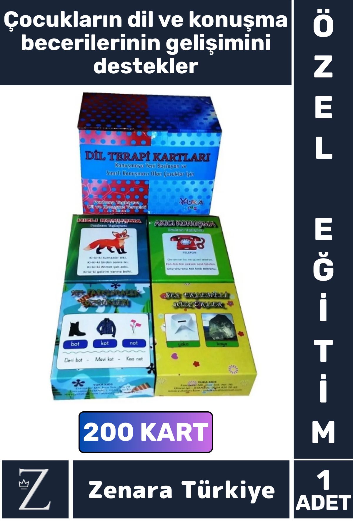 Zenara Eğitici Görsel Algı Dil İletişim Becerisi Gelişimi Özgüven Kazanımı ÖZEL EĞİTİM DİL TERAPİ KARTLARI