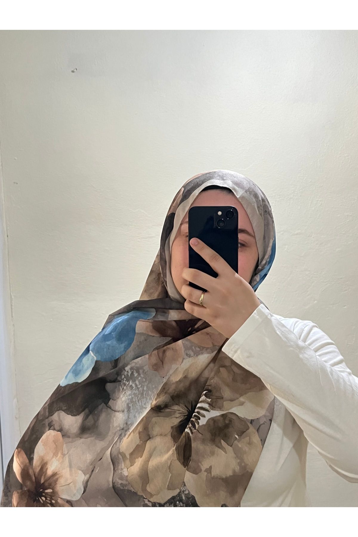 BOUTİCON Kokulu Çiçek Desenli Krem Soft Pamuklu Şal 75x180
