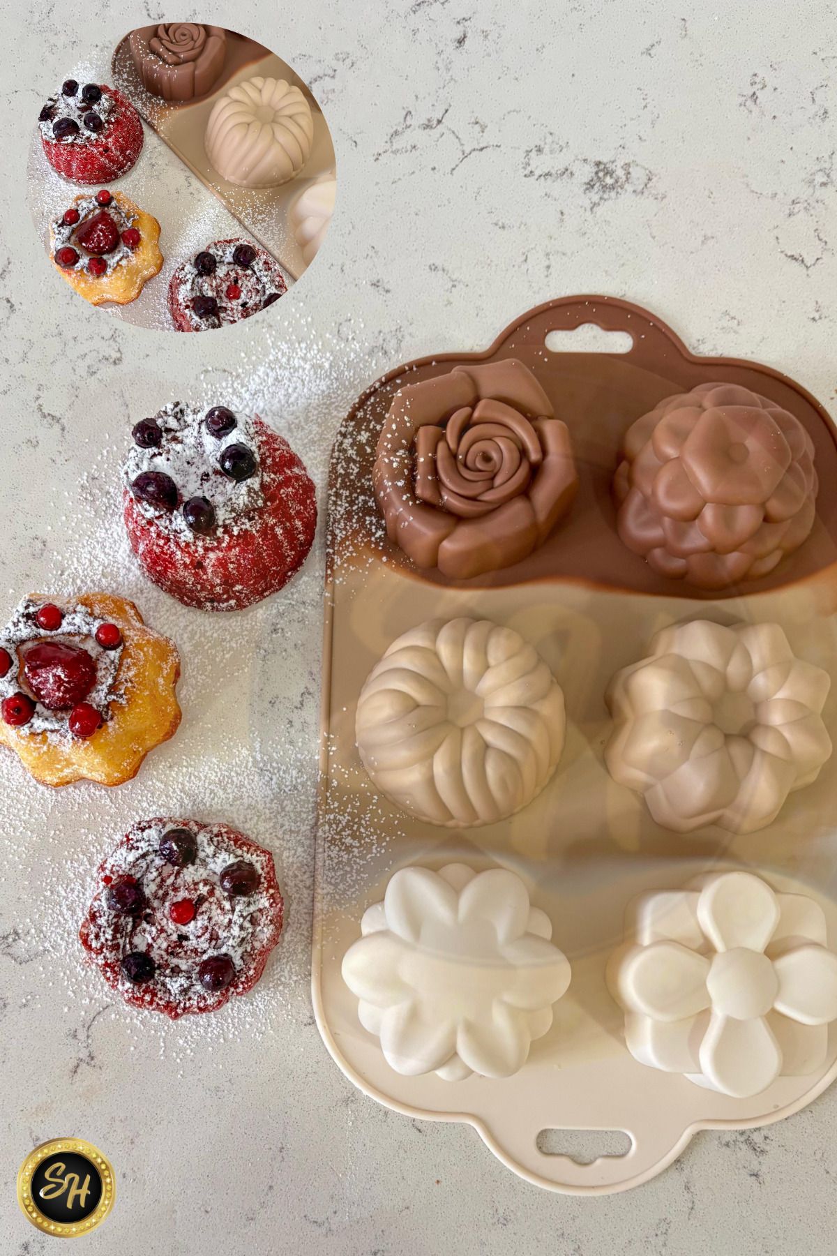 Snow Homs 6 Lı Silikon Muffin Kek Kalıbı Desenli Lüks