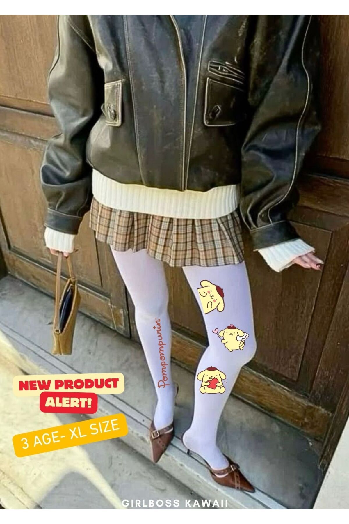 Girlboss Kawaii Girlboss Pompompurin külotlu çorap tüm yaşlar çocuk / genç / büyük serisi