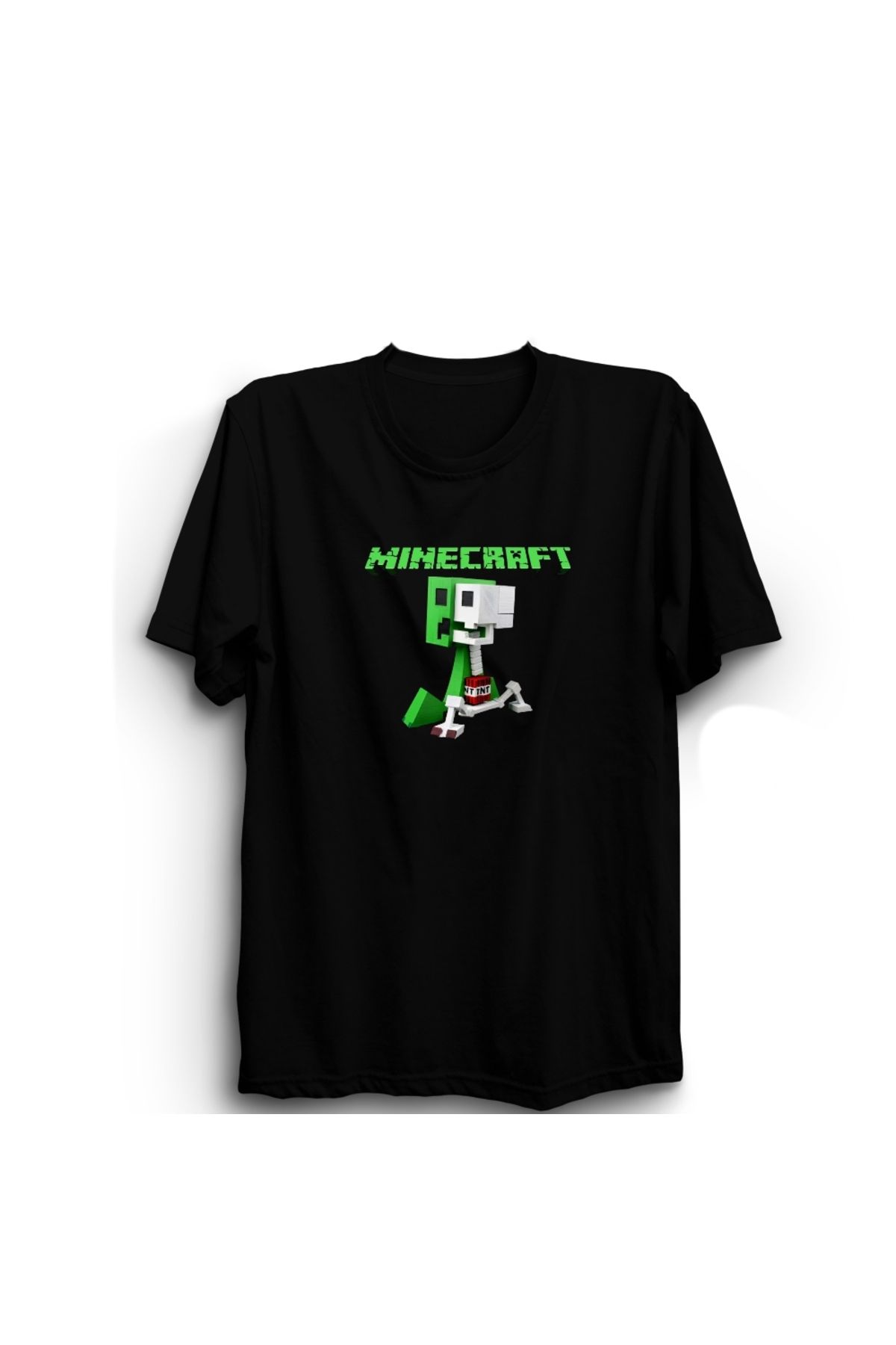 The Fame Minecraft, Cute T N T, Game, Oyun Baskılı, Unisex, %100 Pamuk Siyah Tişört