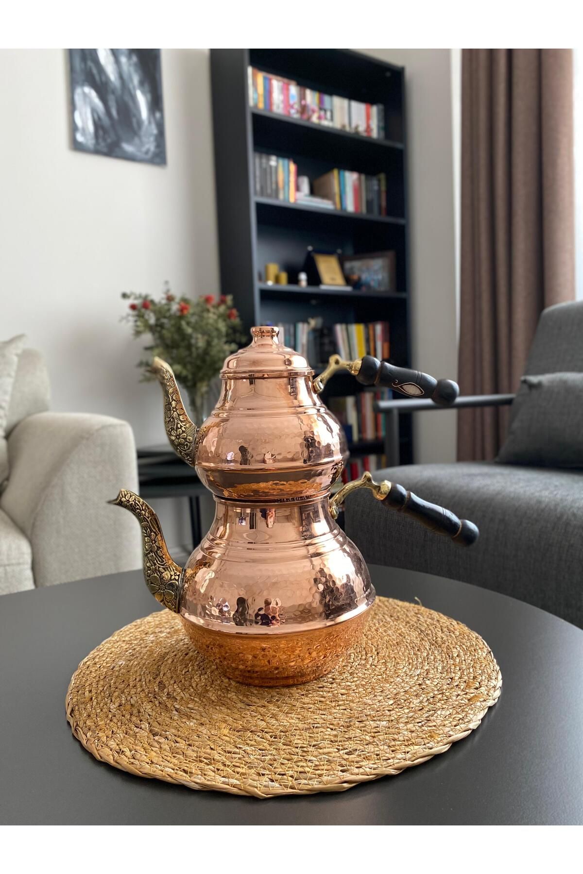 Layla Copper Bakır El Dövme Desenli Çaydanlık