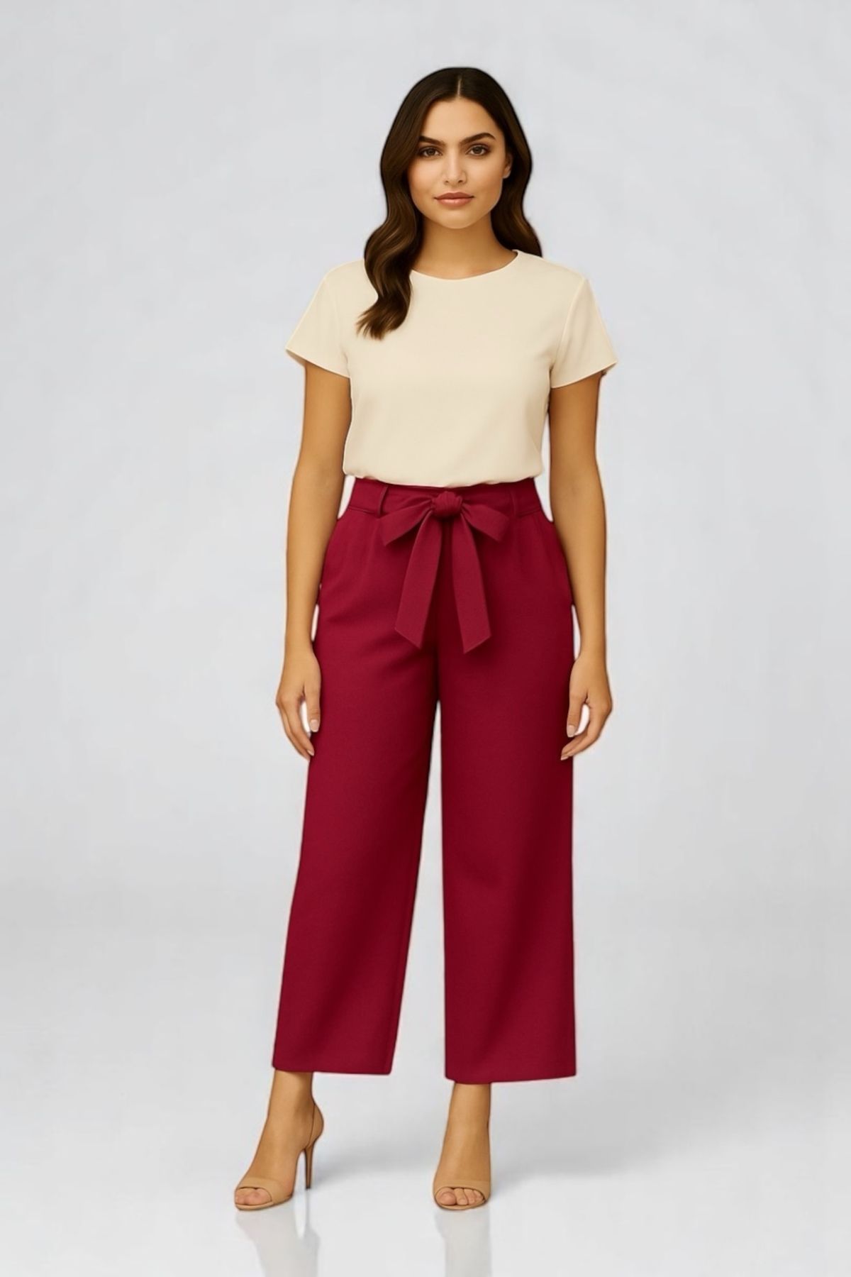bb butik basic Kuşaklı Double Palazzo Pantolon DB1634