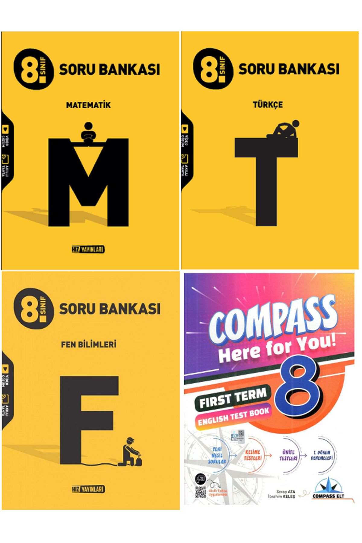 Efsane Yayınları 8.Sınıf Hız Matematik + Türkçe + Fen Bilimleri Soru Bankası / İngilizce Test Book HEDİYE - 4 KİTAP