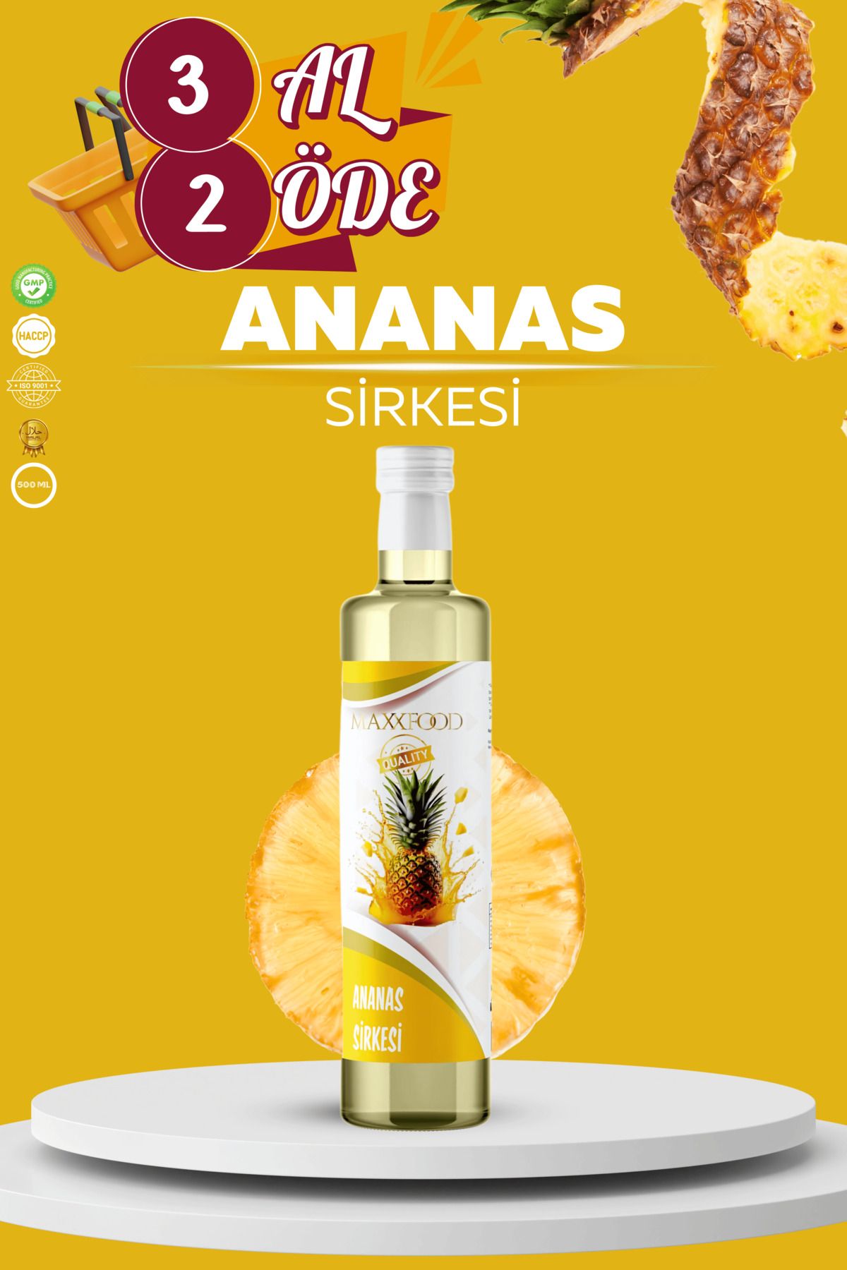 maxxfood Ananas Sirkesi Doğal Fermantasyon (PINEAPPLE VINEGAR) 500ml