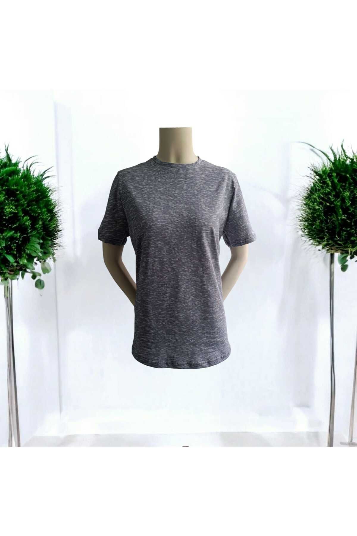 Butik gri sıfır yaka T-shirt